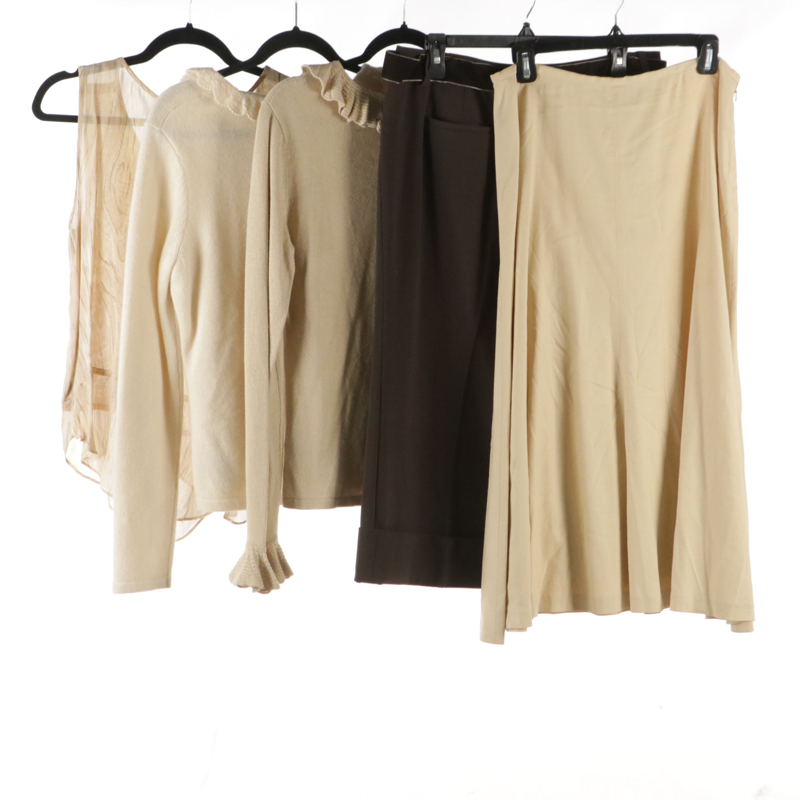 Lauren Ralph Lauren Wool Blend Long Sleeve Tops, Silk Blend Midi Skirt & More
