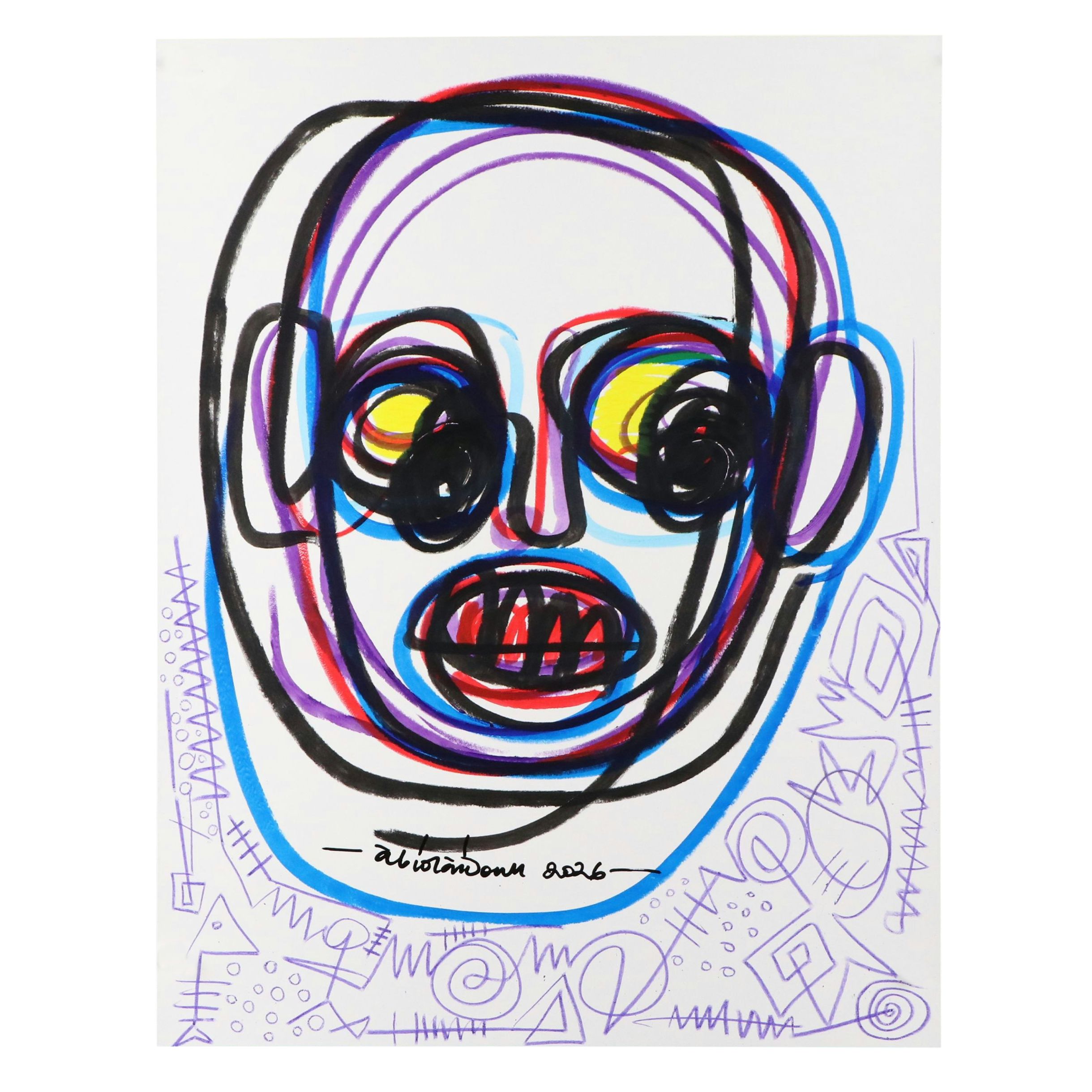 Abiola Idowu Acrylic and Marker Portraits "Growth" and More, 2026