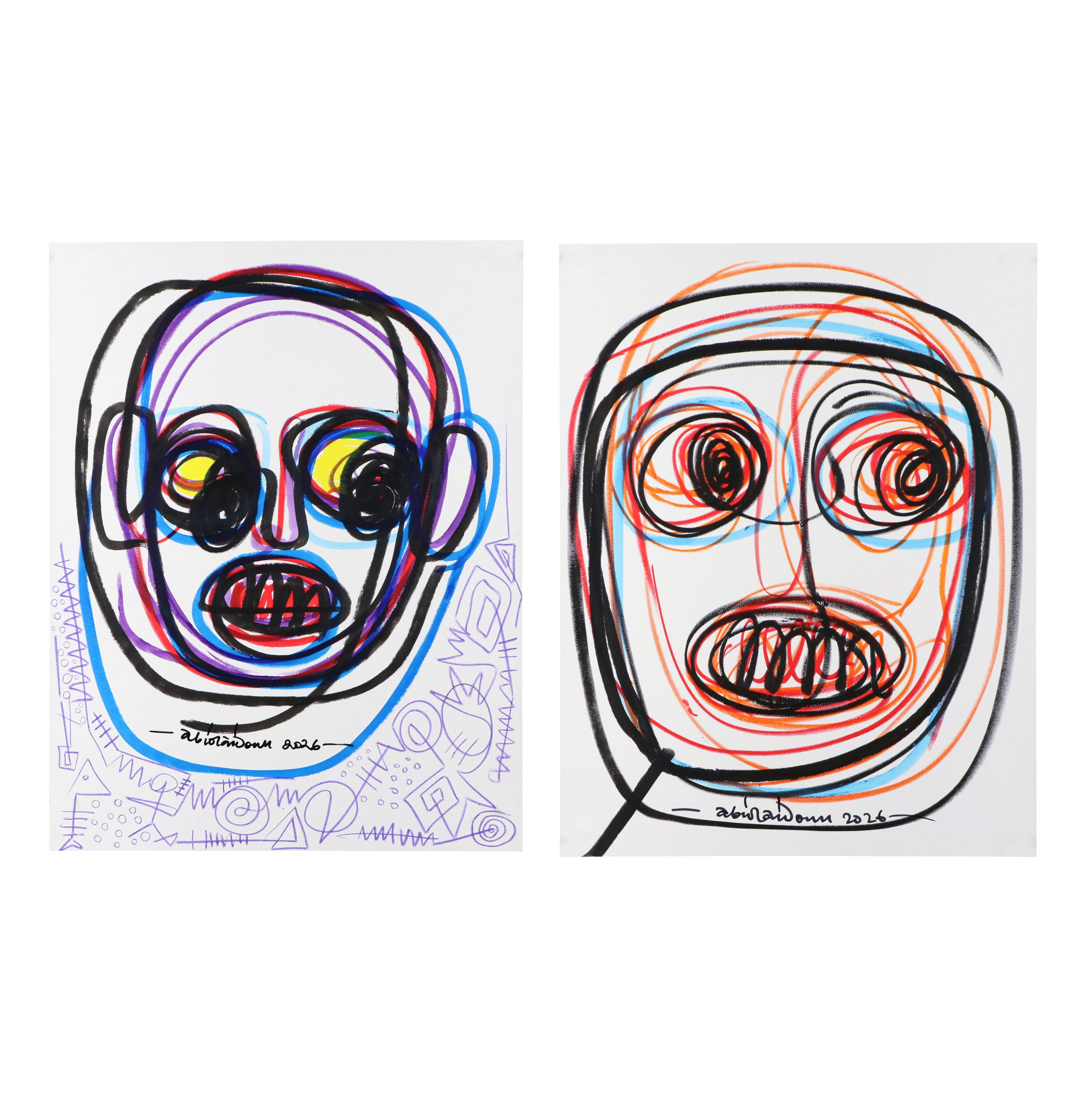 Abiola Idowu Acrylic and Marker Portraits "Growth" and More, 2026