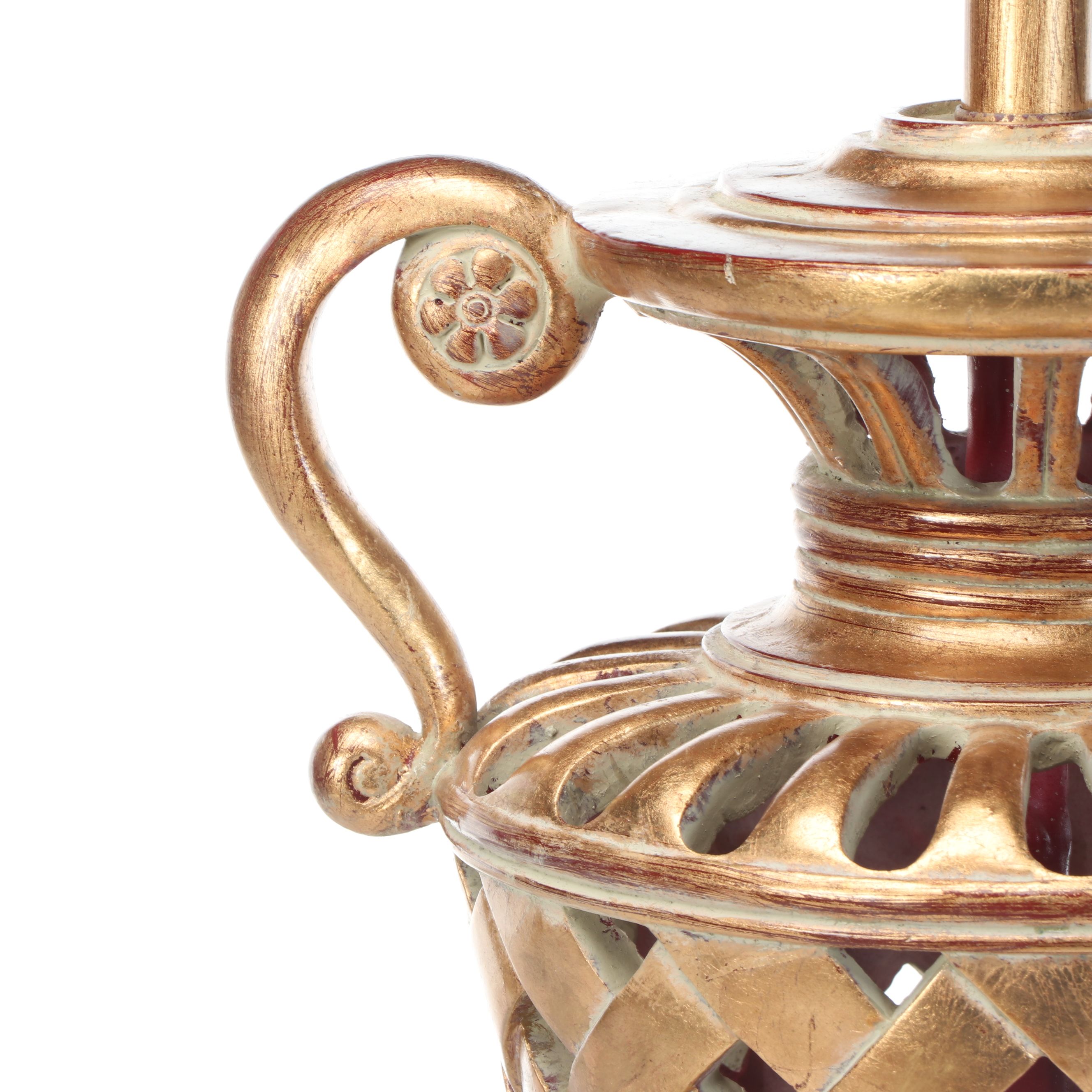 Berman Neoclassical Style Gold Finish Open Weave Urn Resin Table Lamp