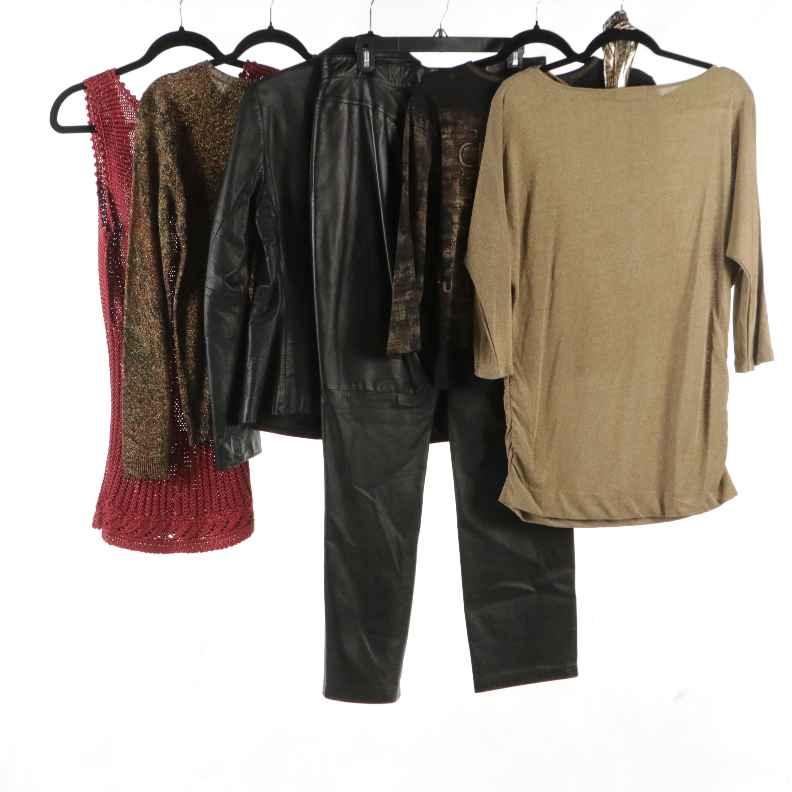 Lauren Ralph Lauren Metallic Knit Sweaters, Crochet Tank, Leather Pants, More