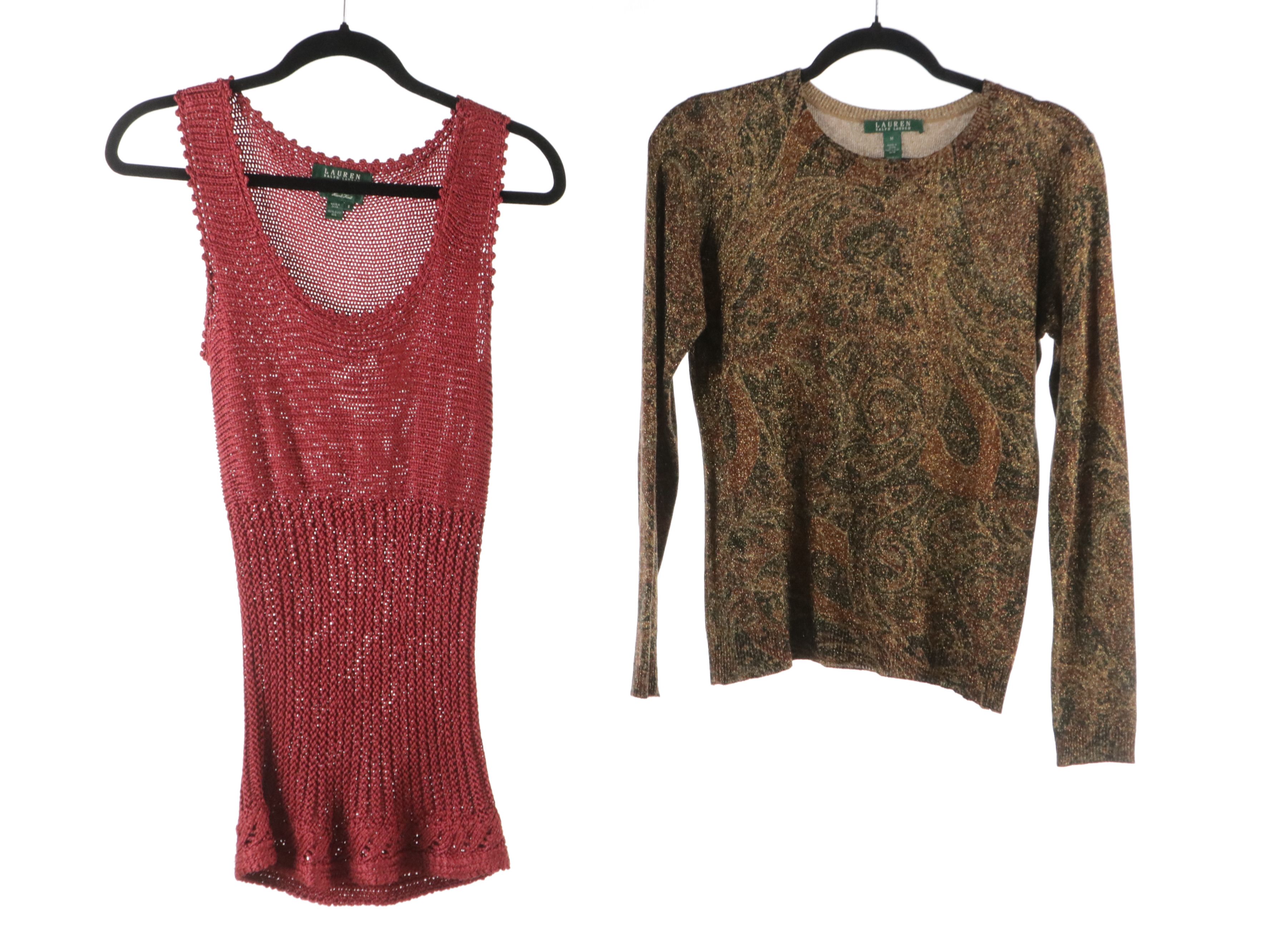 Lauren Ralph Lauren Metallic Knit Sweaters, Crochet Tank, Leather Pants, More
