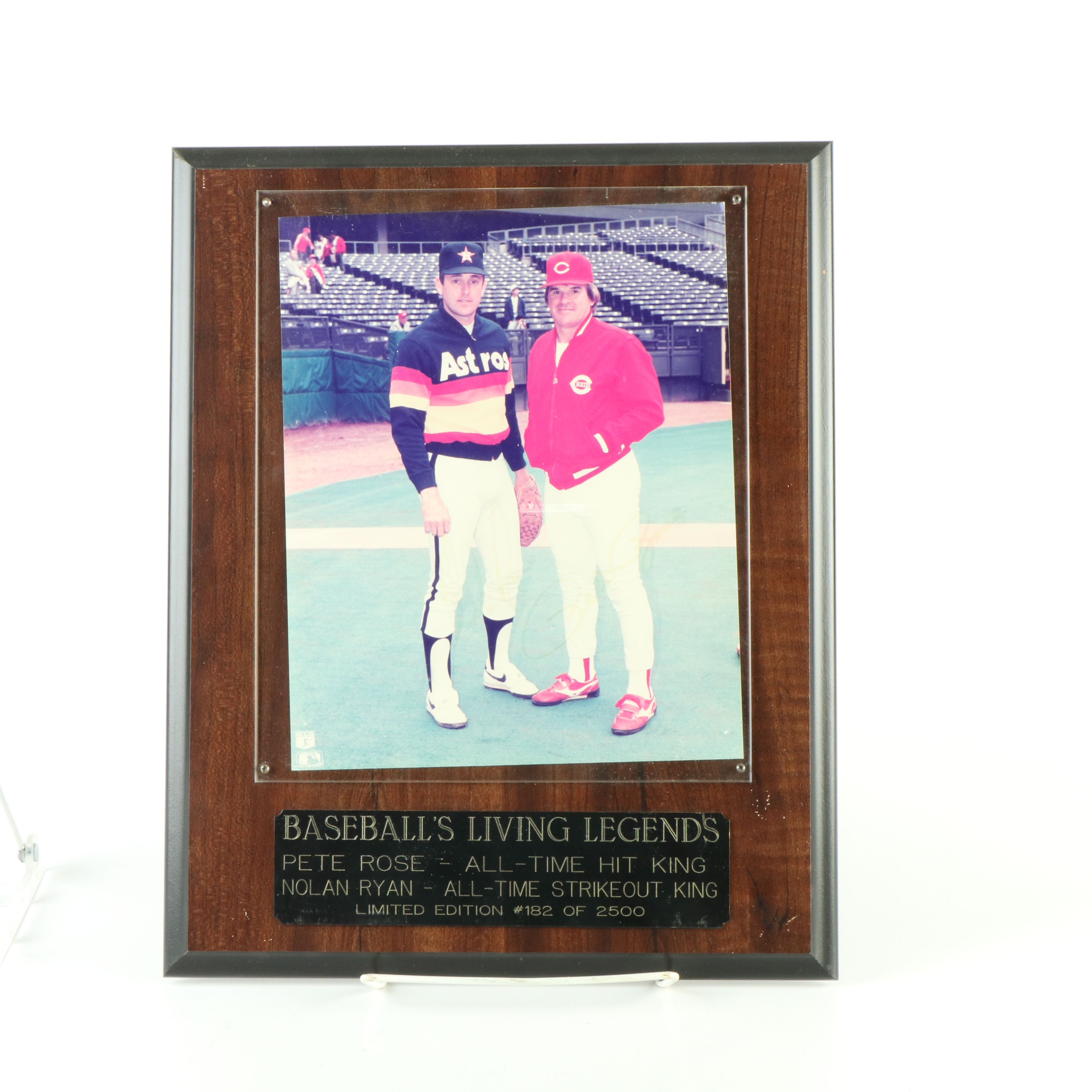 Pete Rose, Nolan Ryan. Ernie Banks, and Ralph Kiner Signed Baseball Displays