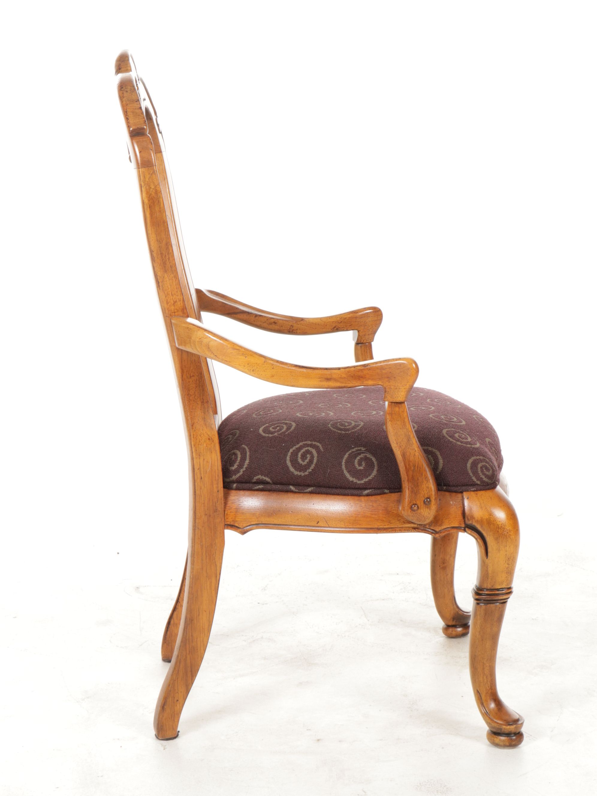 Four Thomasville "British Gentry Collection" Walnut and Burl Wood Armchairs