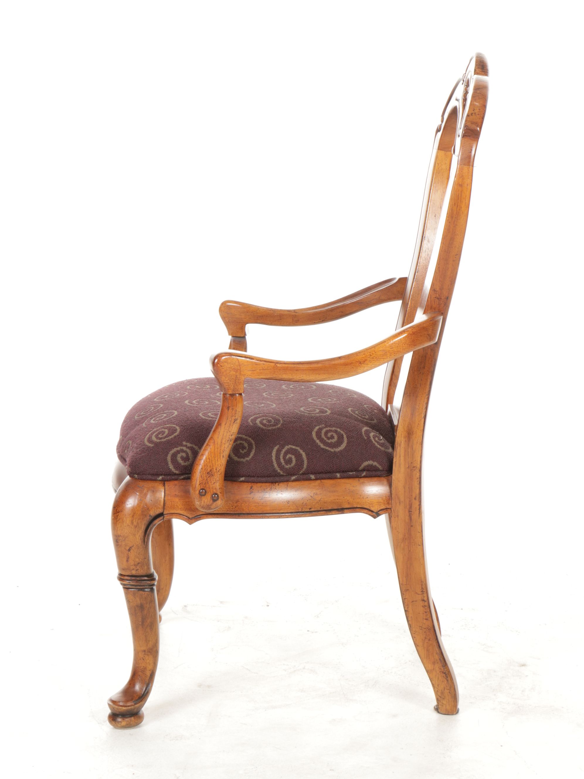 Four Thomasville "British Gentry Collection" Walnut and Burl Wood Armchairs