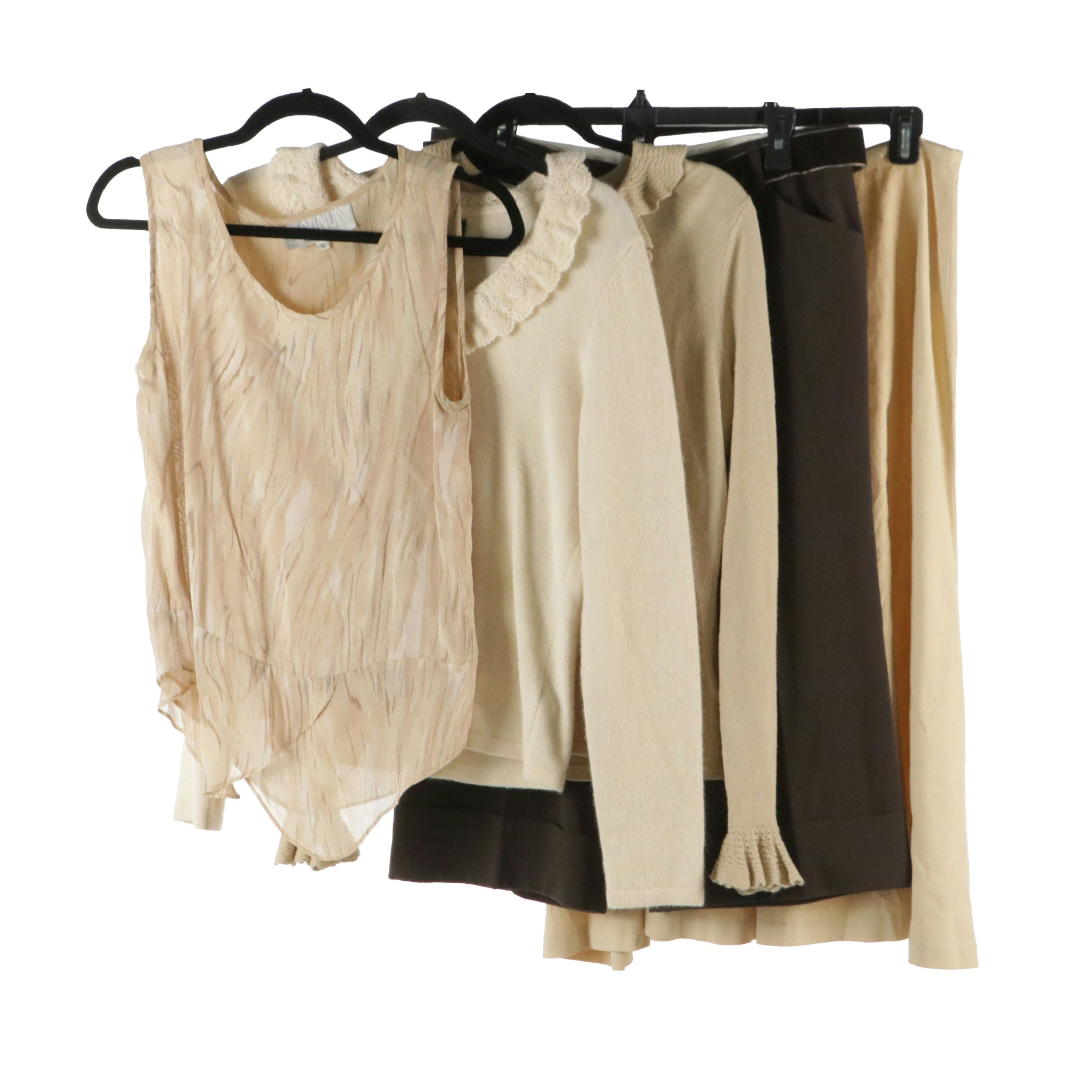 Lauren Ralph Lauren Wool Blend Long Sleeve Tops, Silk Blend Midi Skirt & More