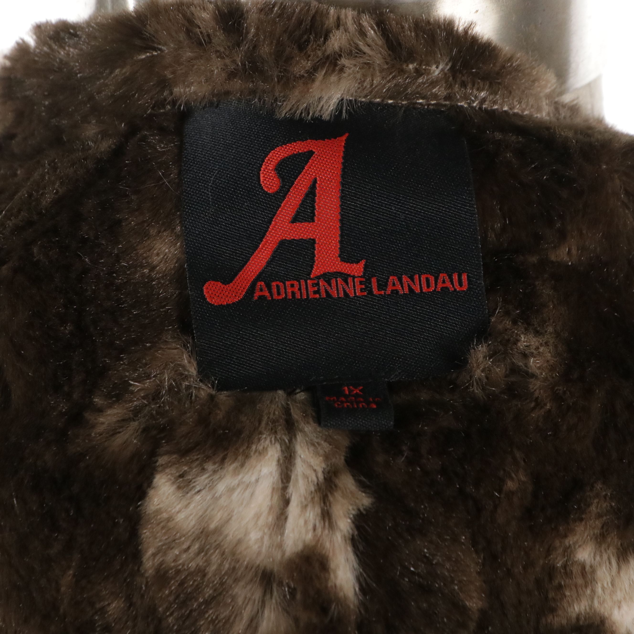 Adrienne Landau Faux Rabbit Fur Hooded Reversible Coat with Tags