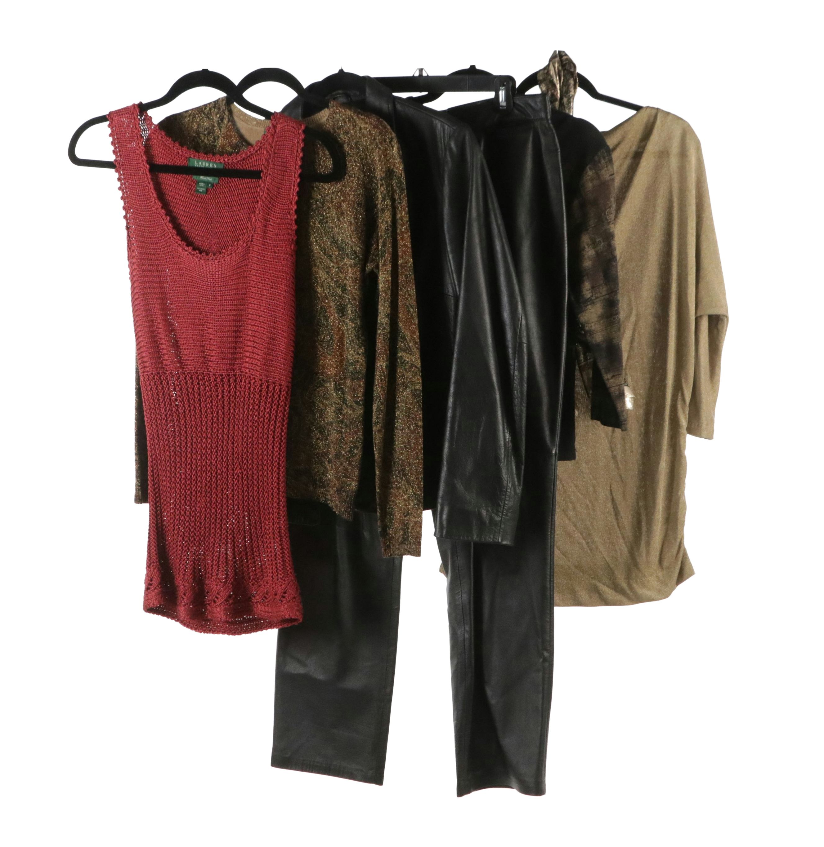 Lauren Ralph Lauren Metallic Knit Sweaters, Crochet Tank, Leather Pants, More