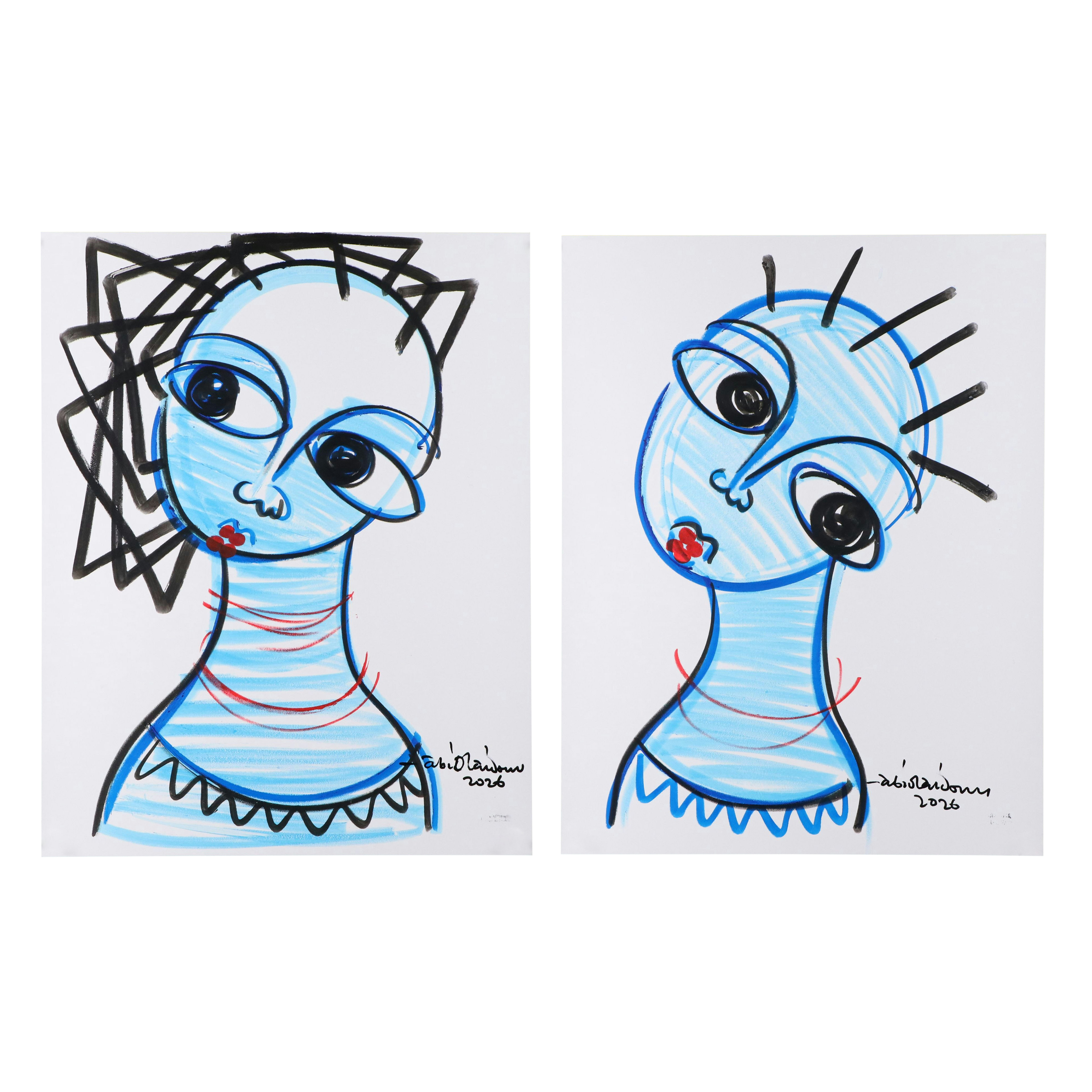 Abiola Idowu Acrylic and Marker Portraits "I am Beautiful" and More, 2026