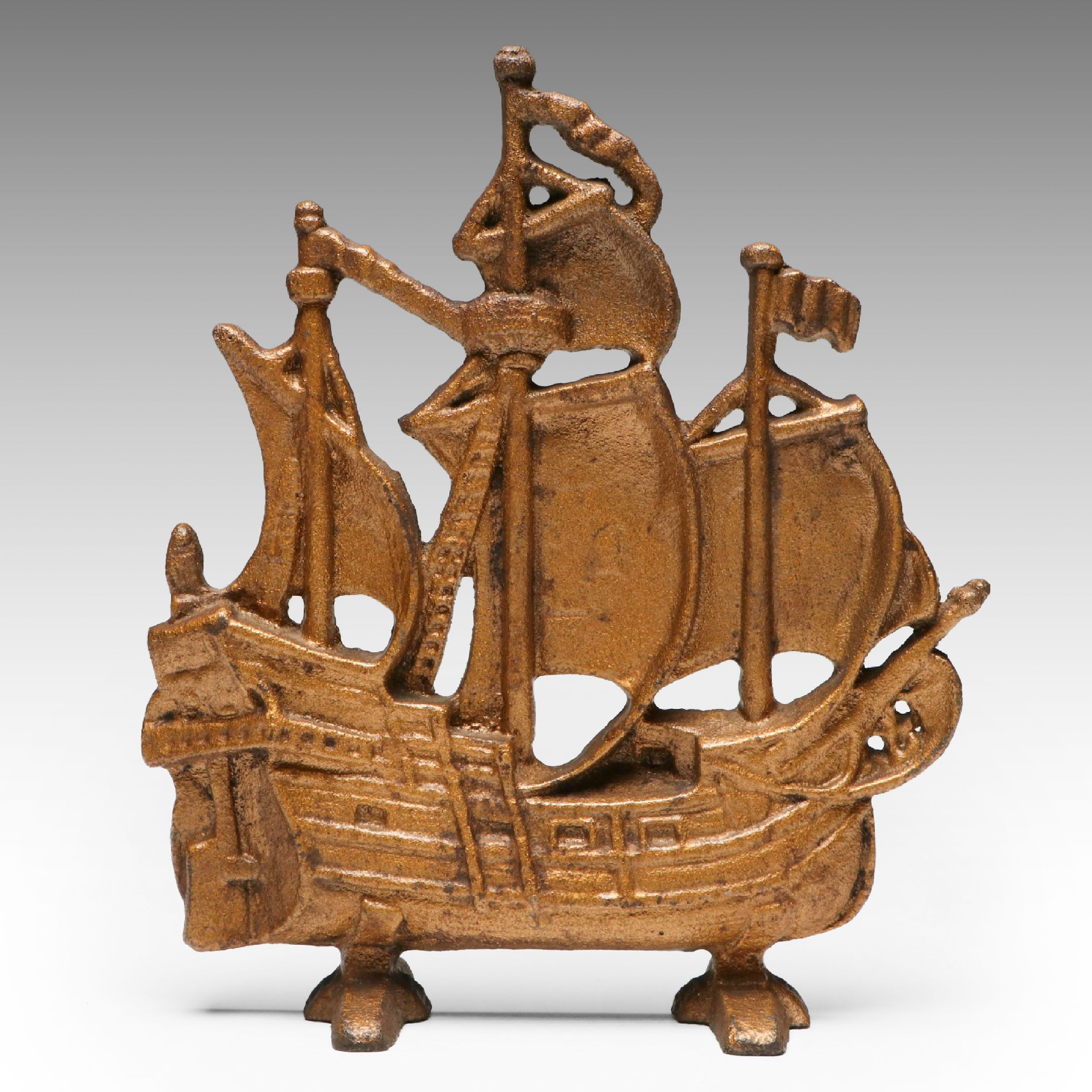 Painted Cast Iron Galleon Ship Doorstop