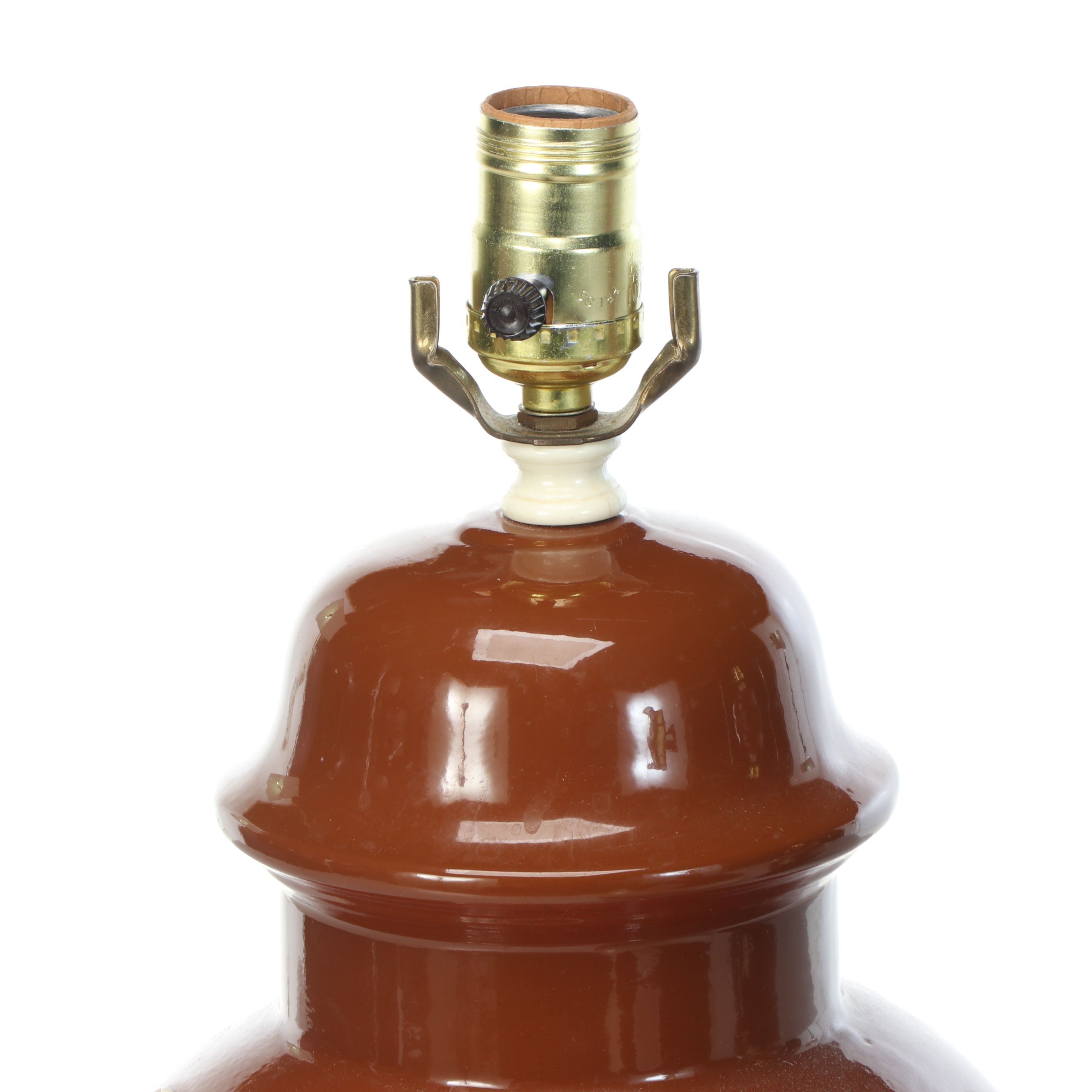 Rustic Floral Brown Glaze Ceramic Urn Table Lamps with Other Table Lamp