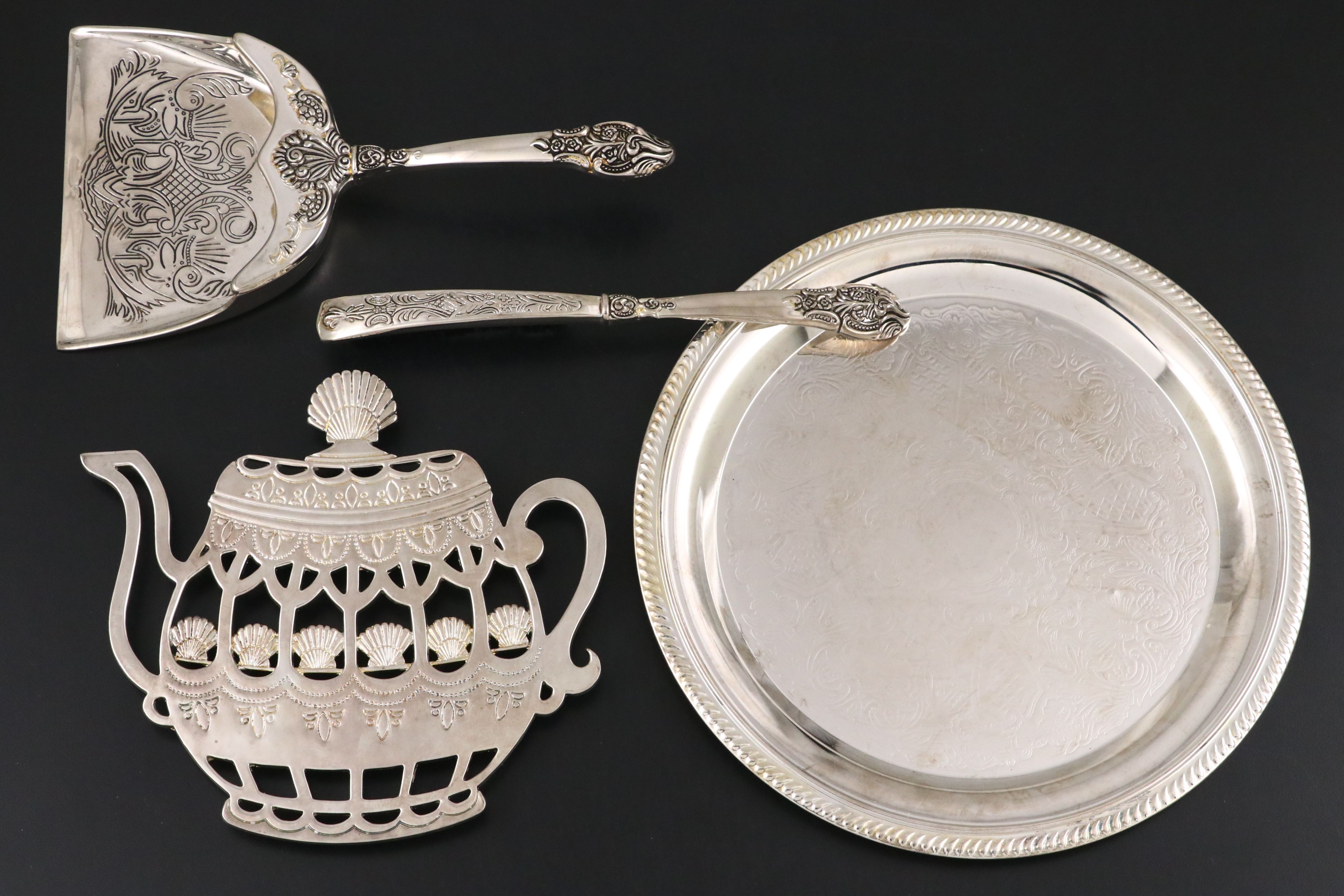 Godinger Silver Plate Teapot-Shaped Napkin Holder and Rings with More Tableware