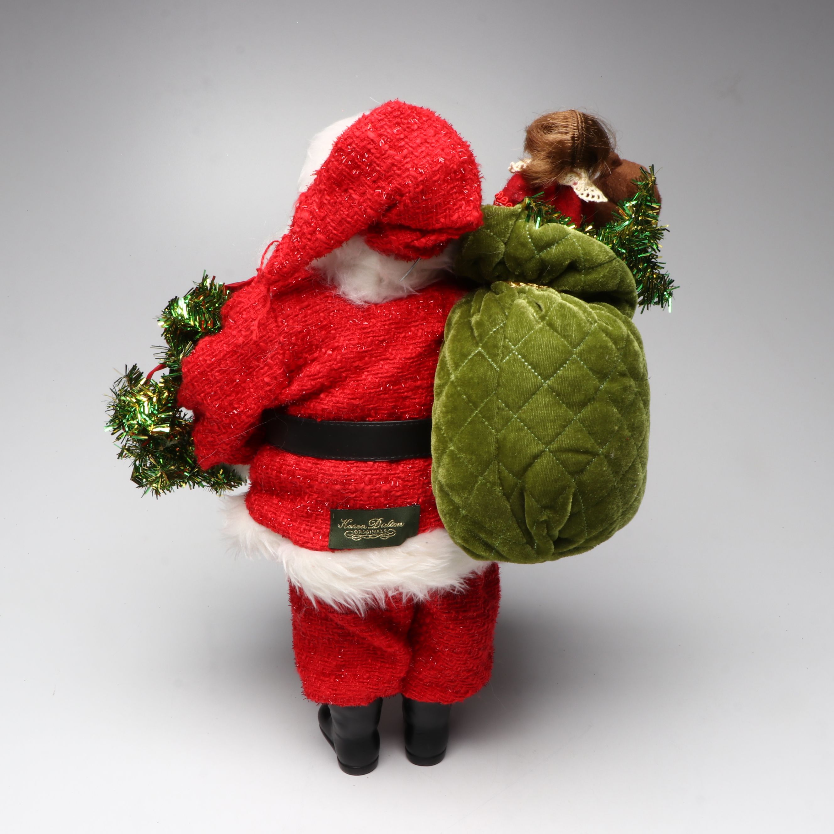 Karen Didion and Other Santa Figurines with Illuminated Gift Box Holiday Décor