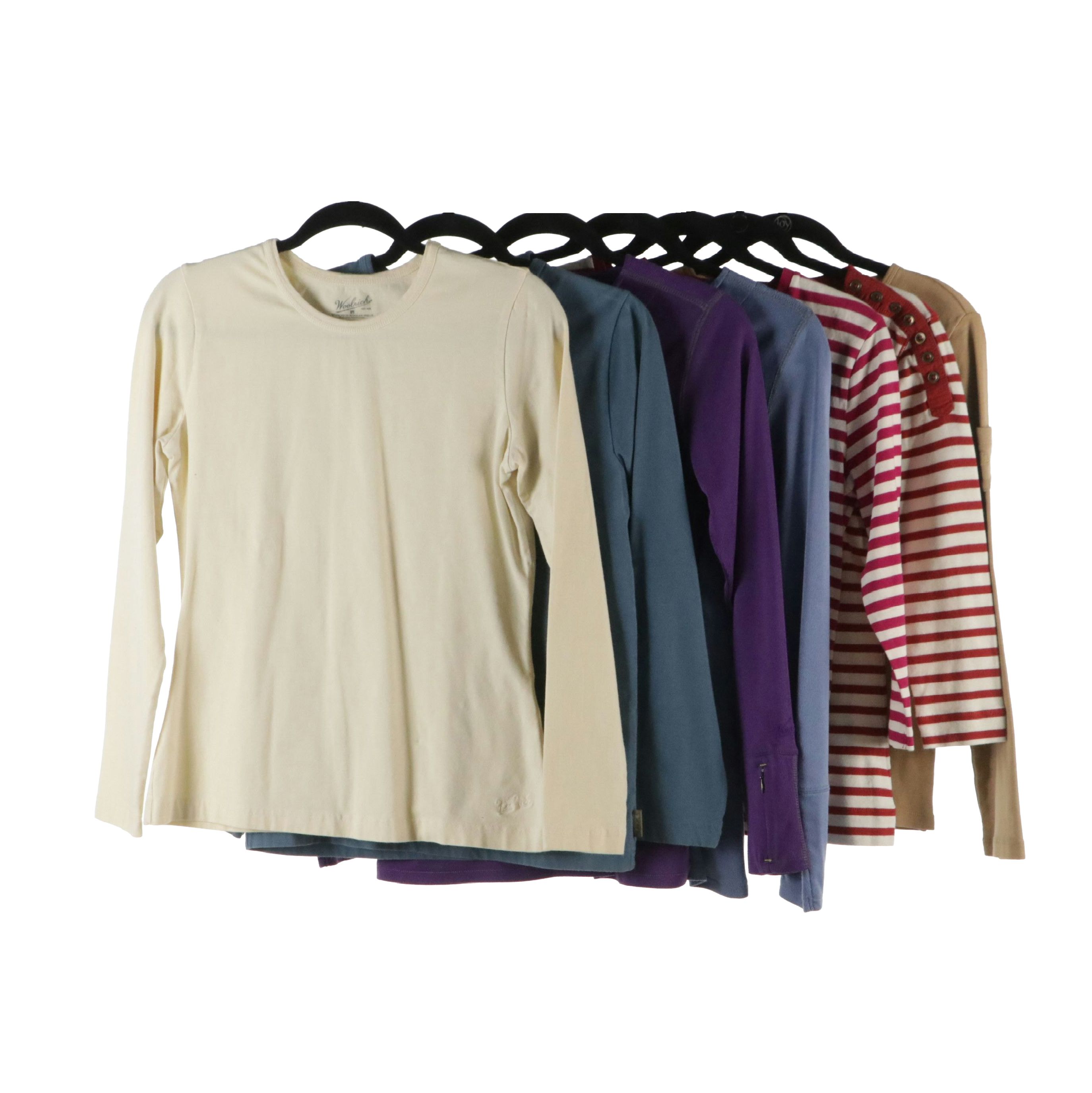 Woolrich and Lauren Ralph Lauren Basic Long Sleeve Tops in Cotton Blends