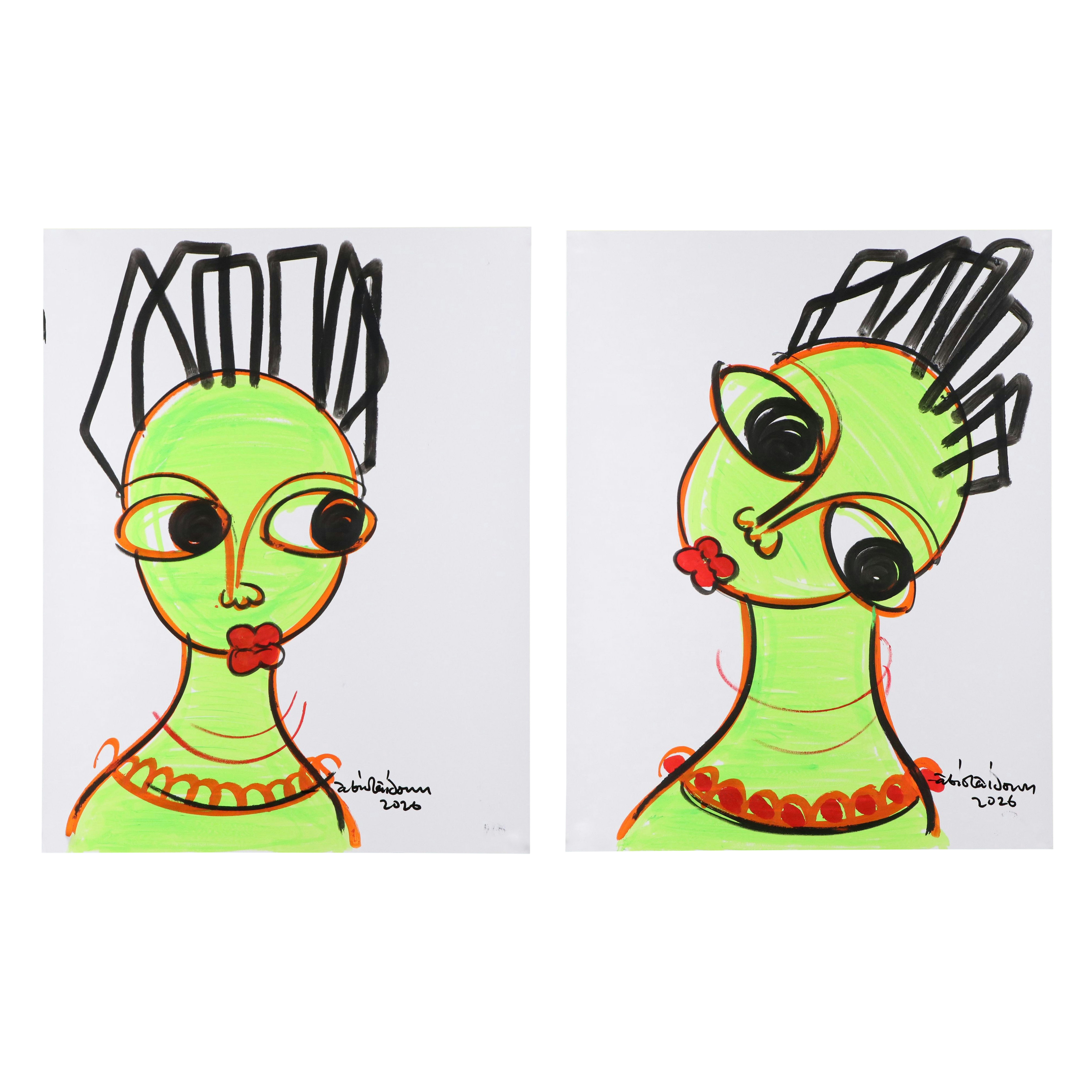 Abiola Idowu Acrylic and Marker Portraits "Congratulations" and More, 2026