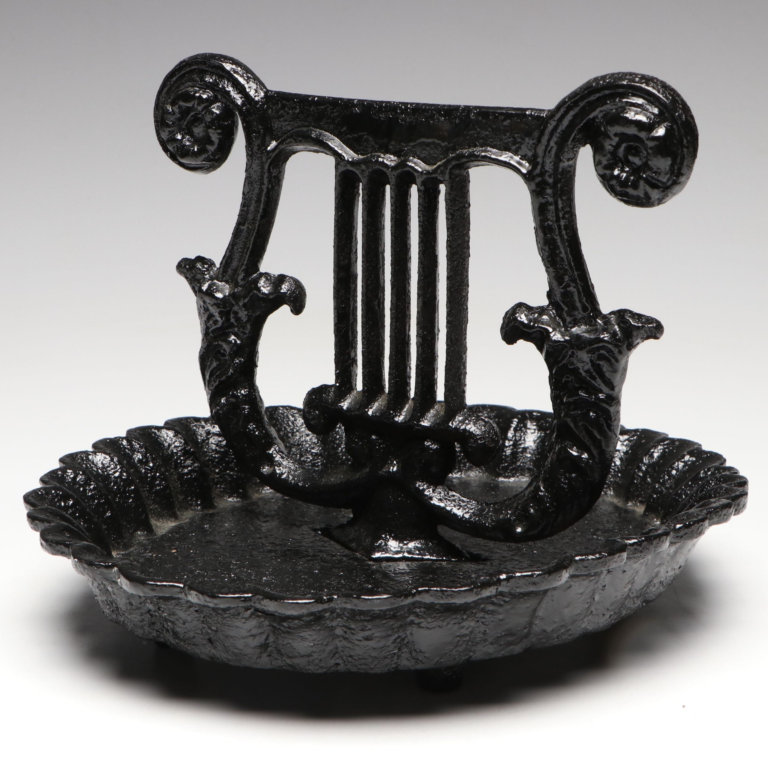 Painted Cast Iron Lyre-Shaped Boot Scraper