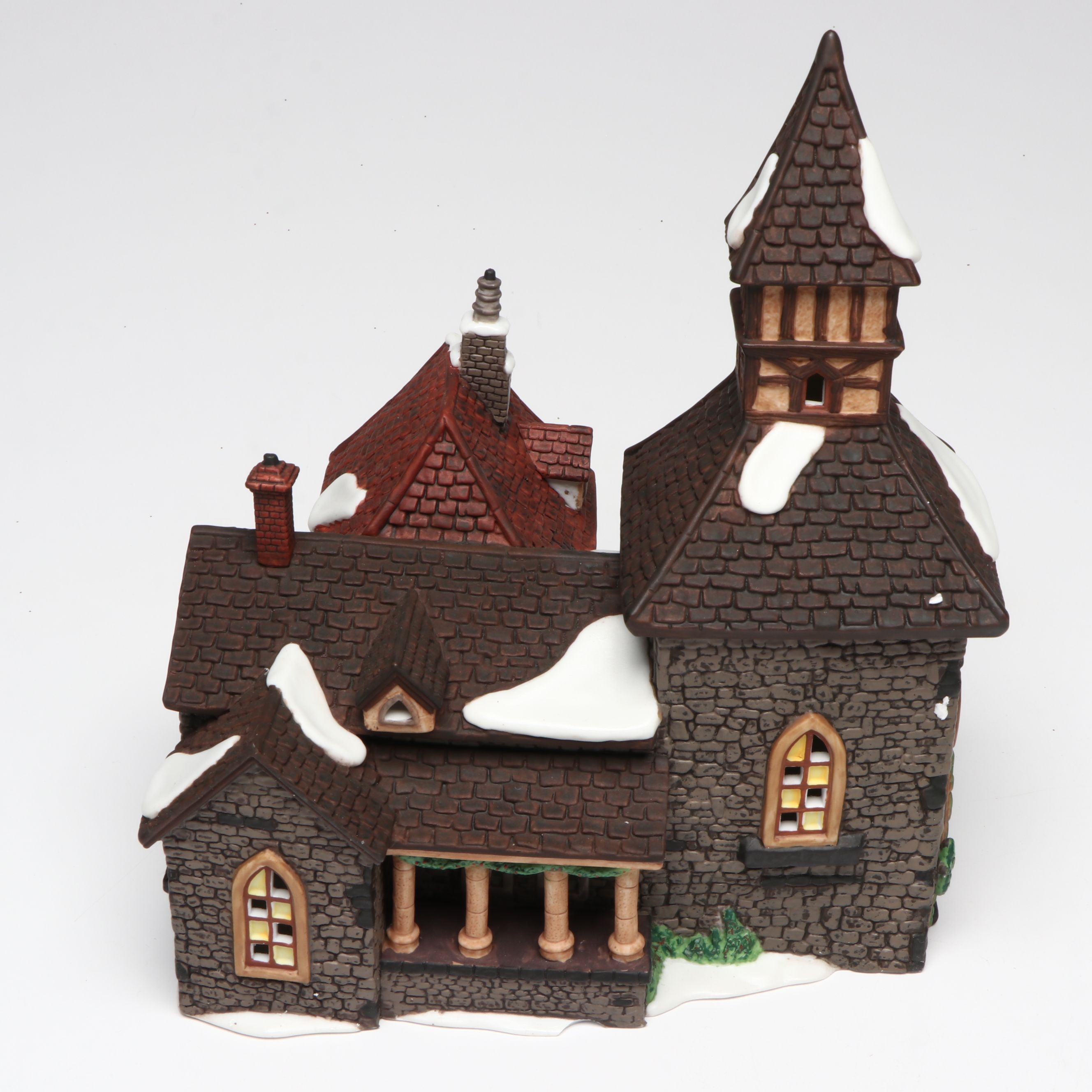 Christopher Radko and Other Blown Glass Ornaments with Christmas Village Décor