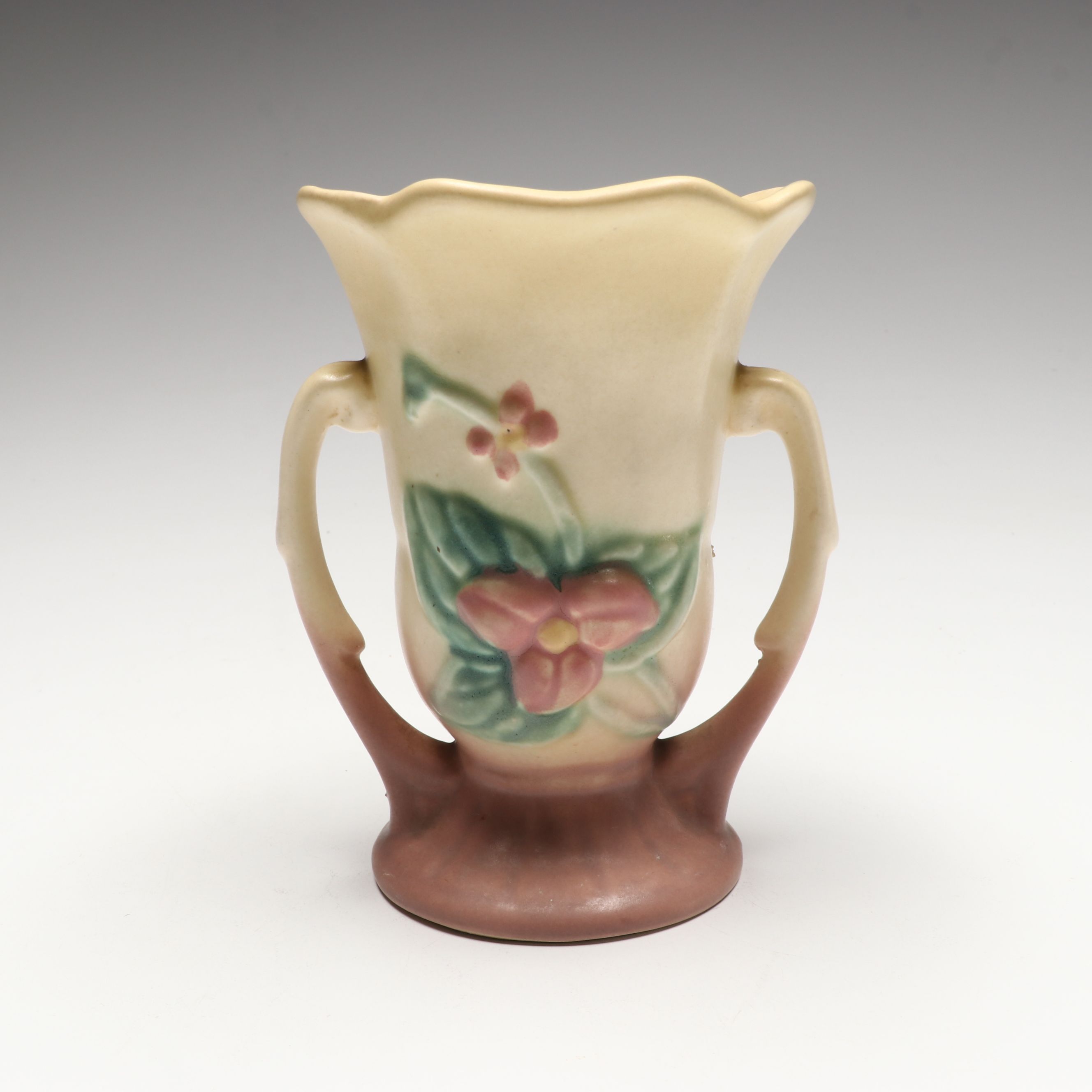 Hull Pottery "Magnolia" and "Wild Flower Yellow Rose" Ceramic Handled Vases