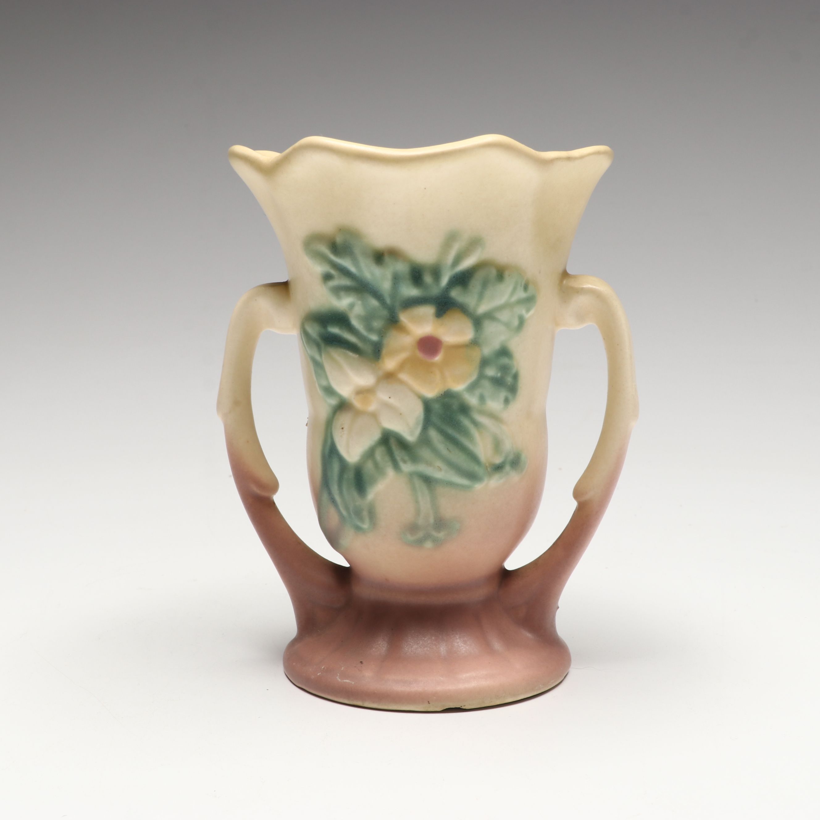 Hull Pottery "Magnolia" and "Wild Flower Yellow Rose" Ceramic Handled Vases