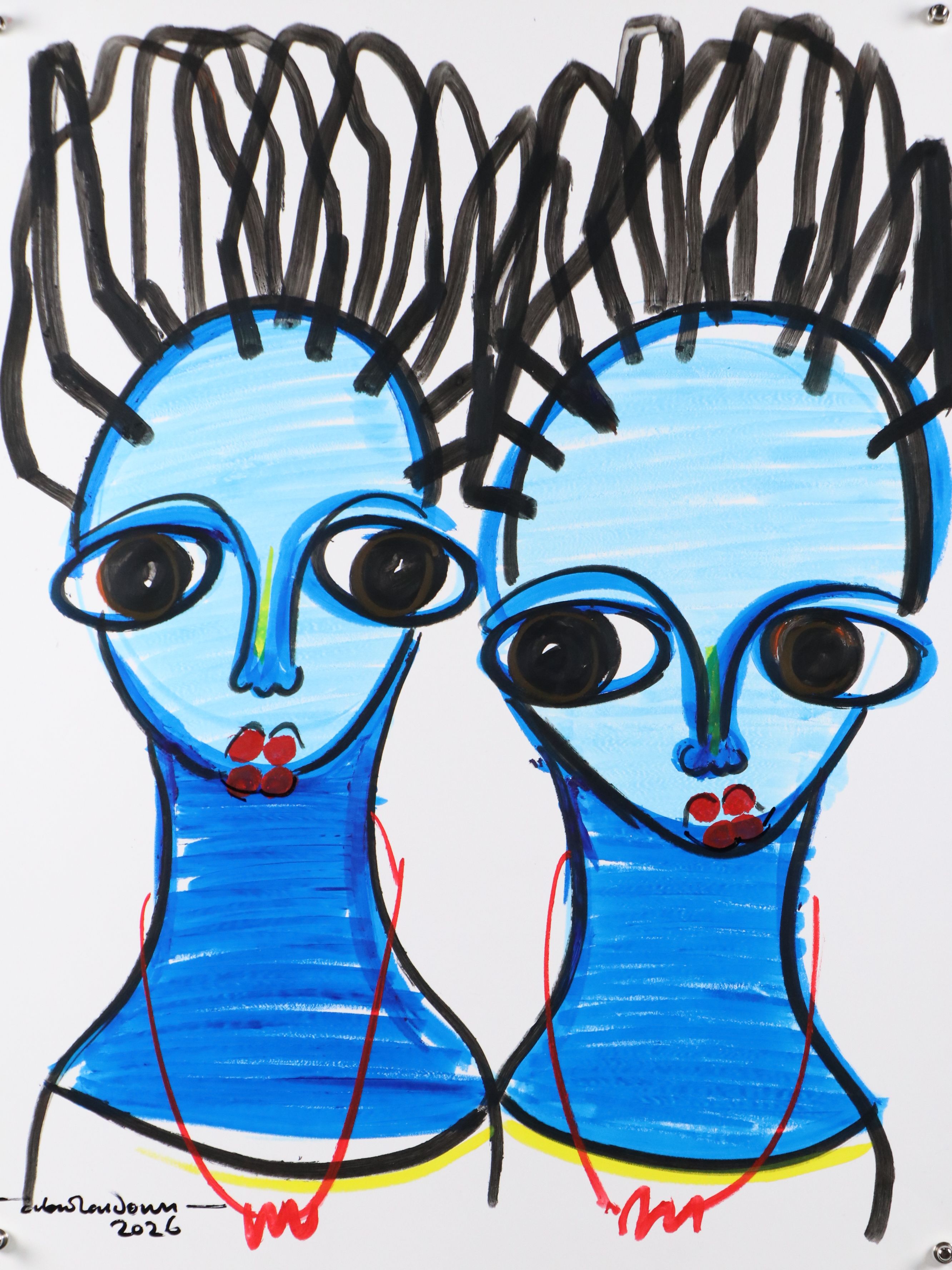 Abiola Idowu Acrylic and Marker Portraits "I Love You III" and More, 2026