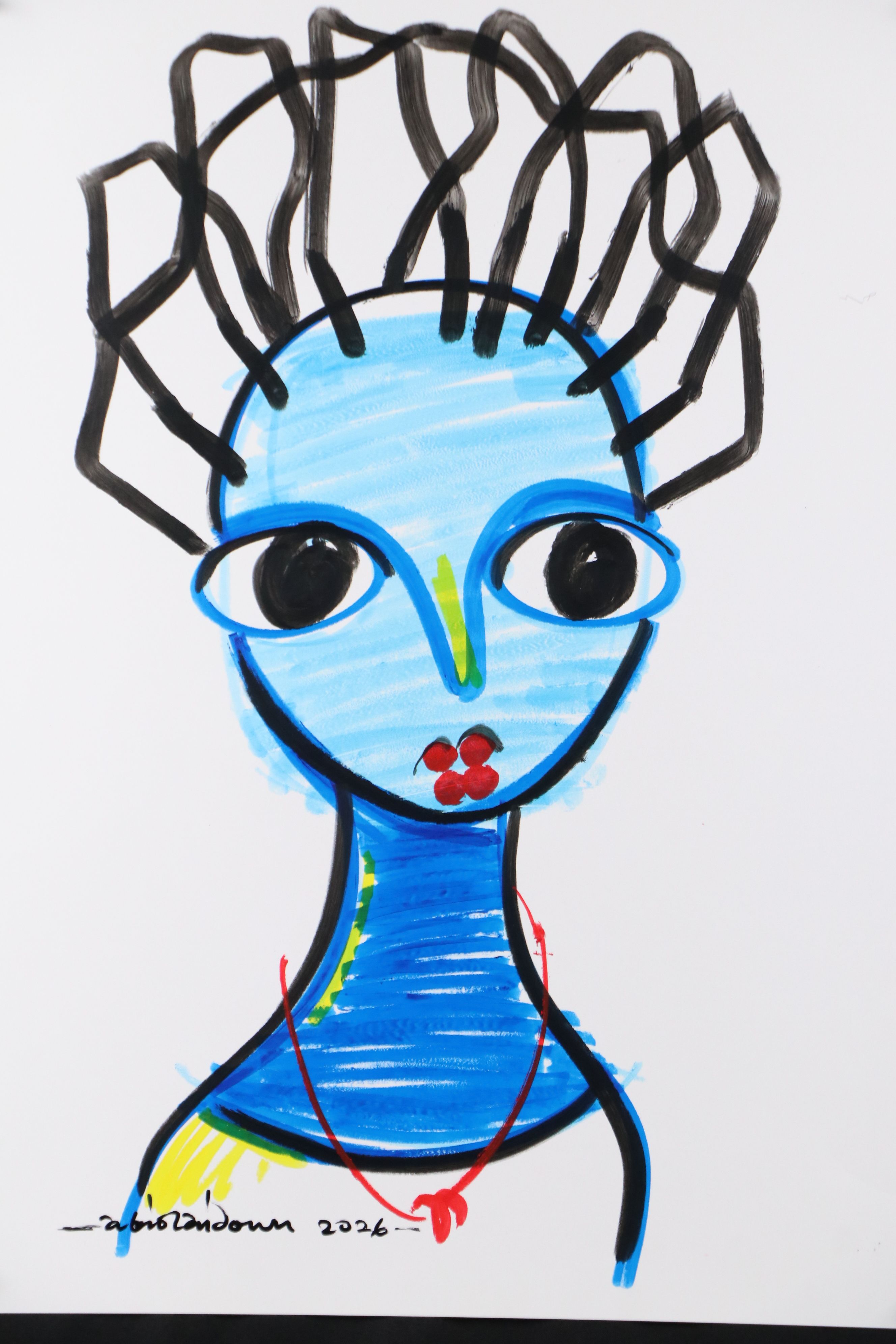 Abiola Idowu Acrylic and Marker Portraits "I Love You III" and More, 2026