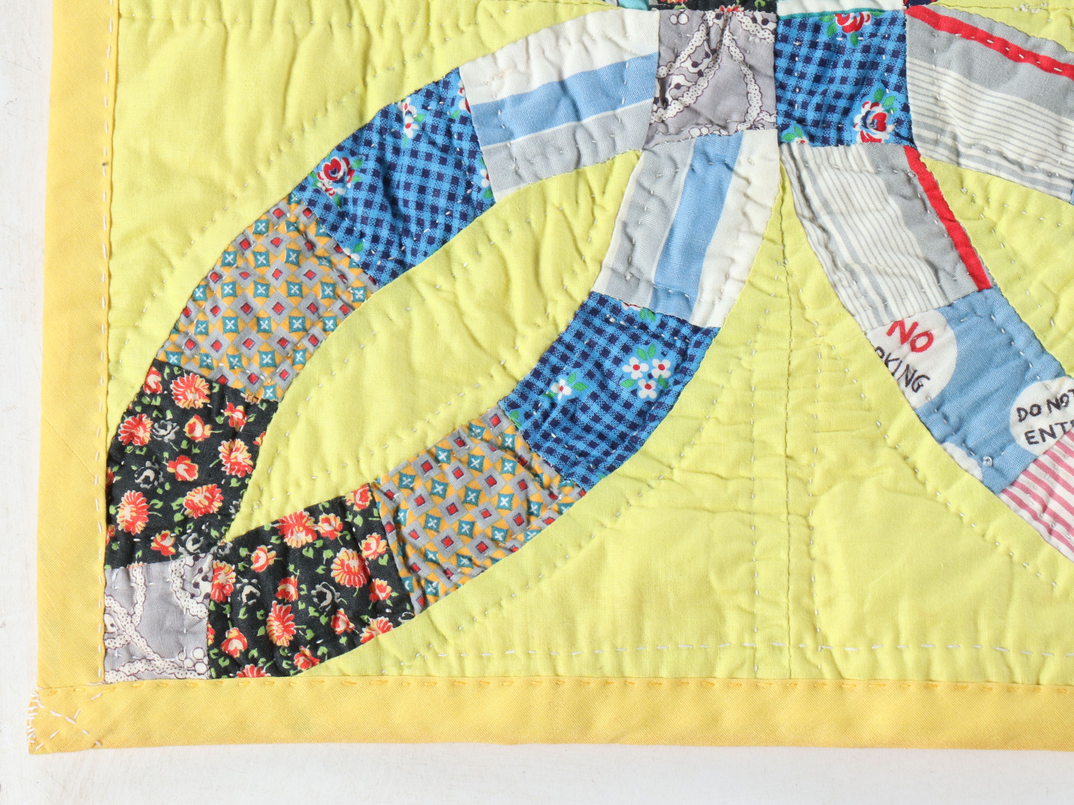 Handmade "Double Wedding Ring" Pieced Quilt