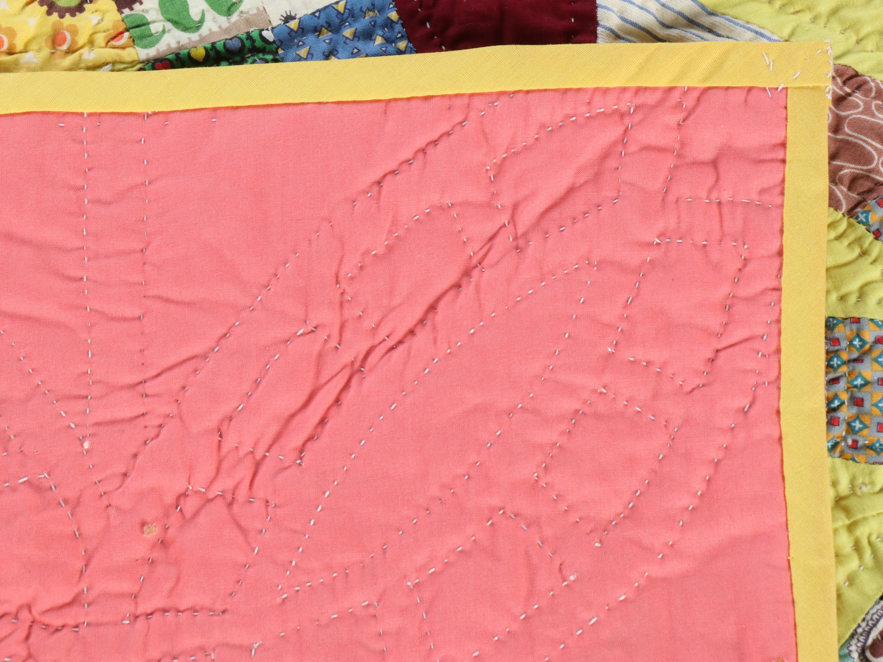 Handmade "Double Wedding Ring" Pieced Quilt