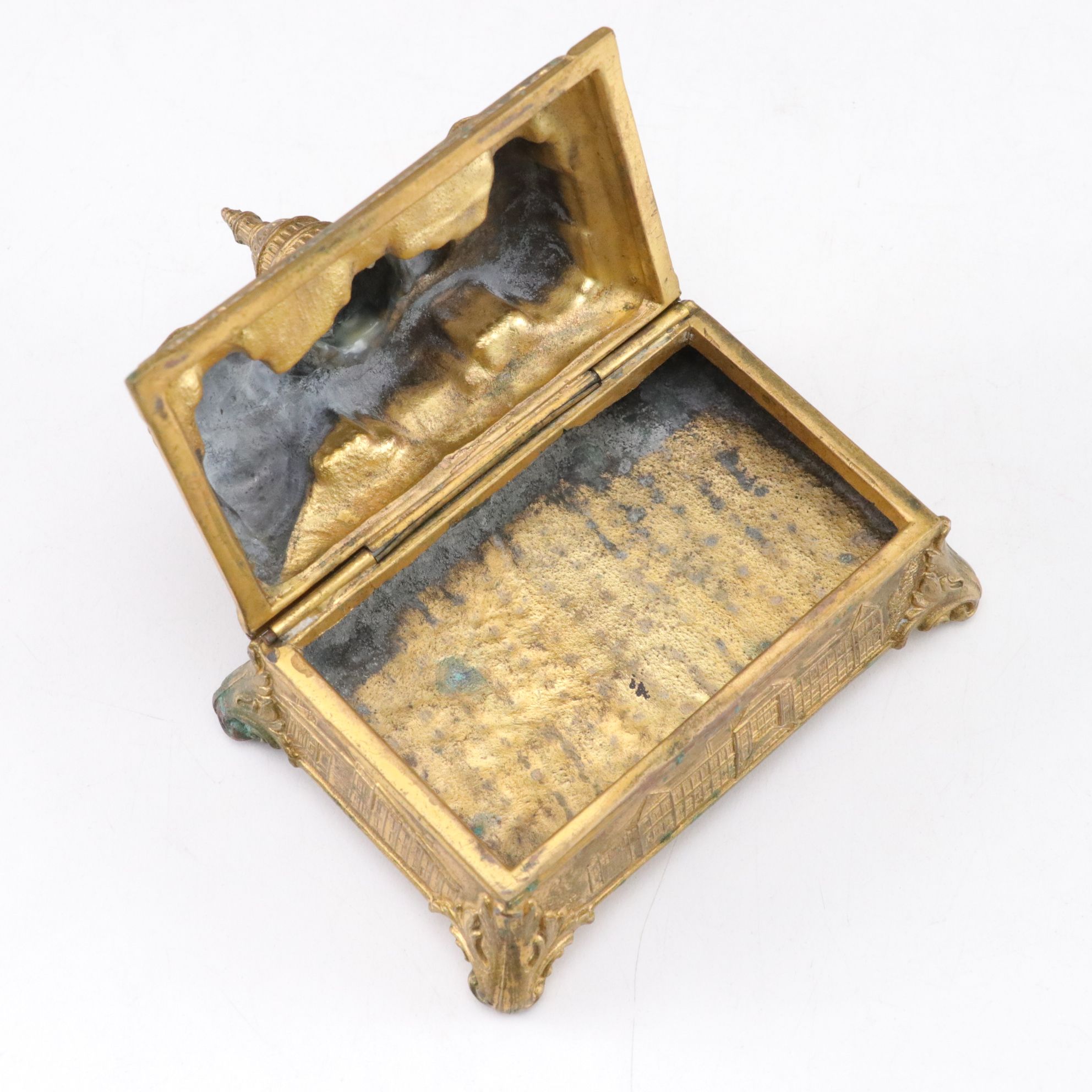 Jennings Brothers "The Capitol Washington DC" Brass Inkwell with Paris Souvenirs