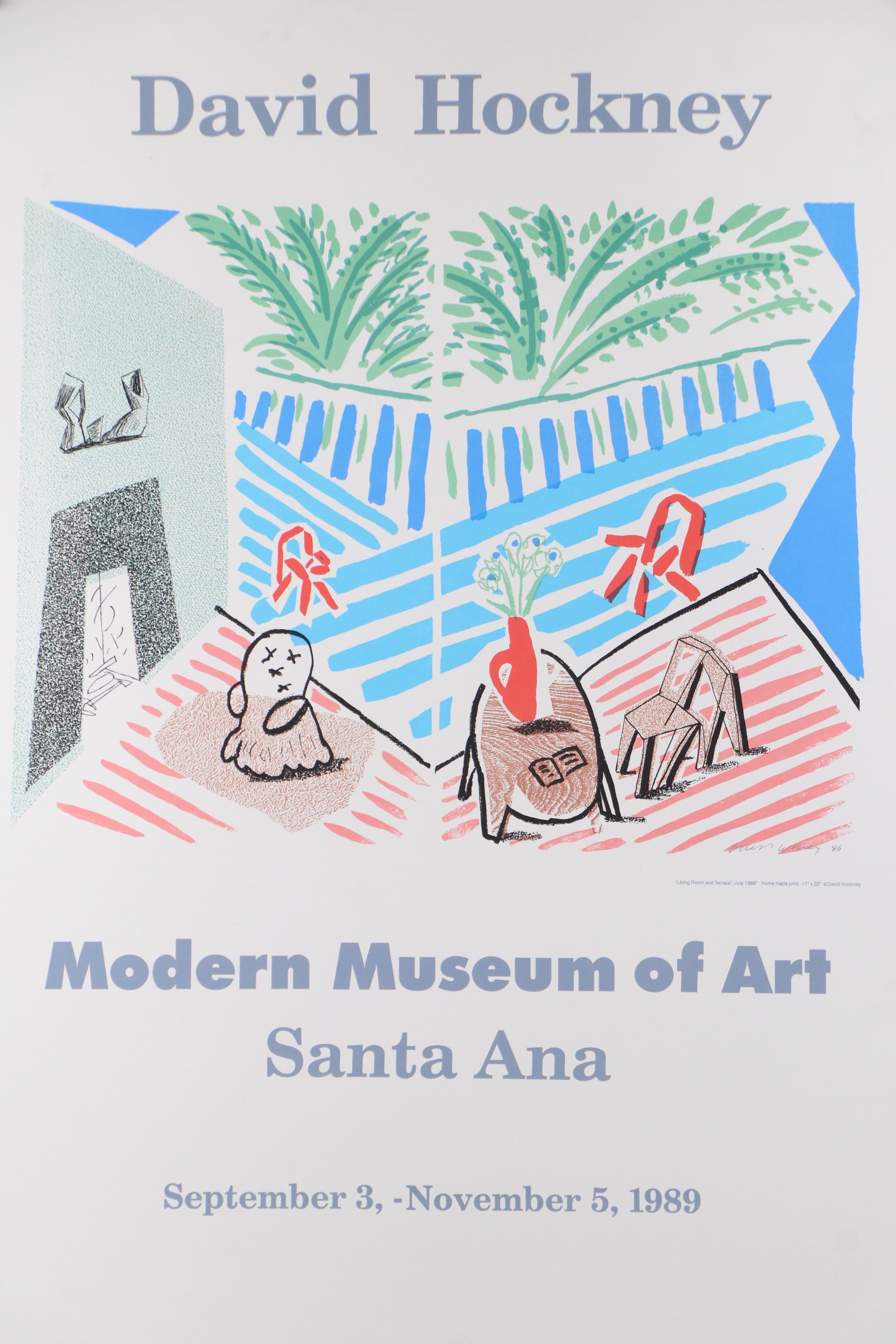 Modern Museum of Art David Hockney Exhibition Serigraph Poster, 1989