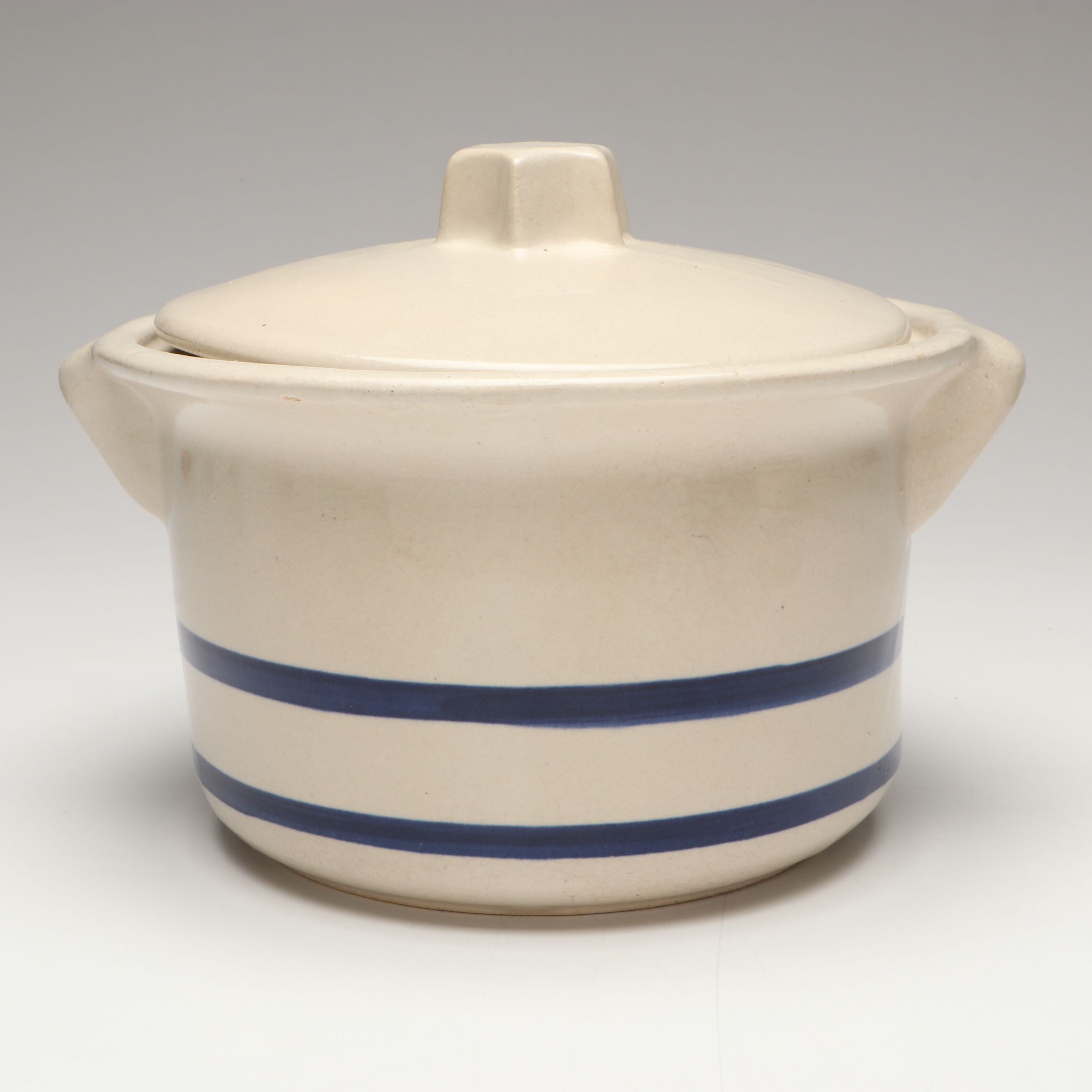 Robinson Ransbottom Cobalt Stoneware Mixing Bowls and Lidded Crock