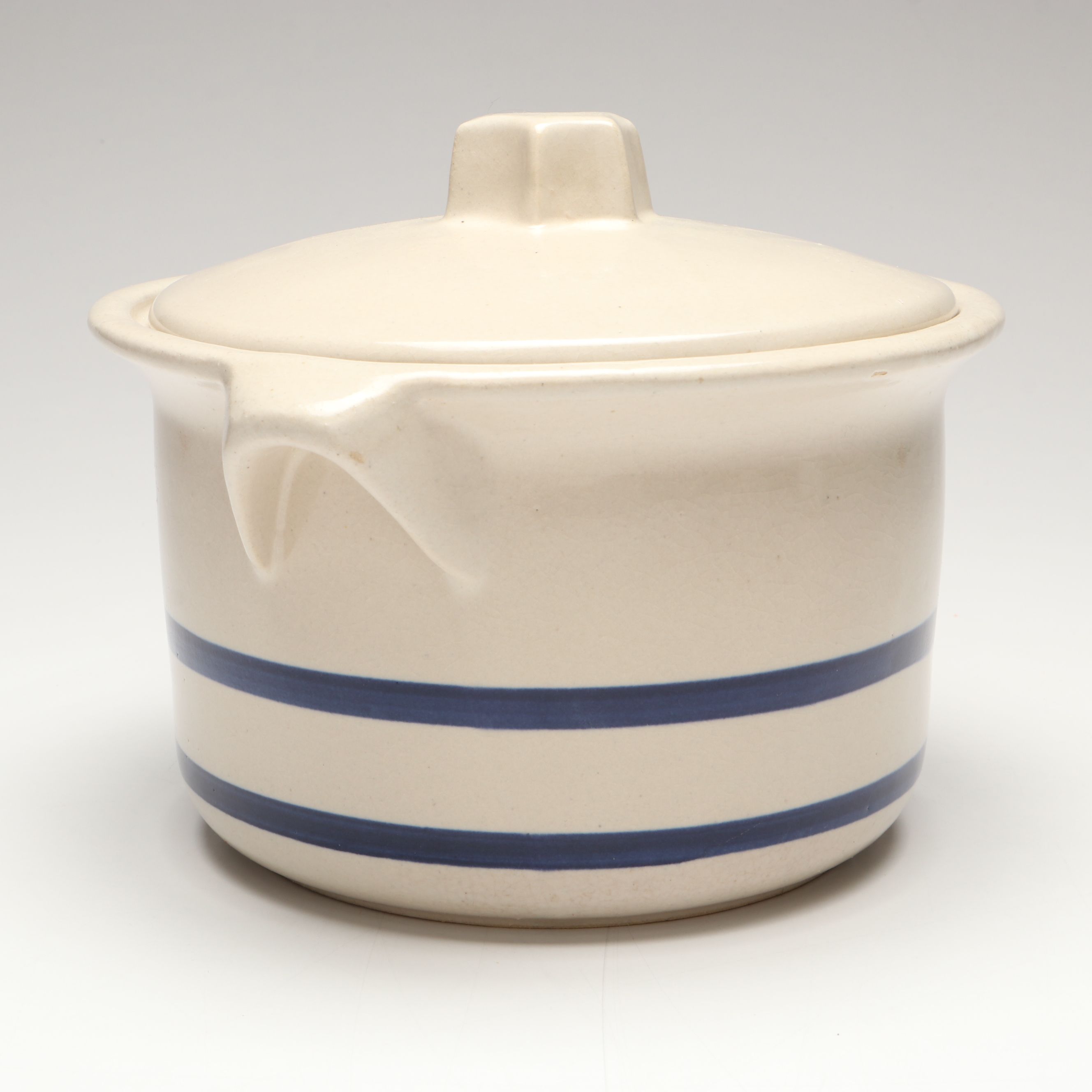 Robinson Ransbottom Cobalt Stoneware Mixing Bowls and Lidded Crock