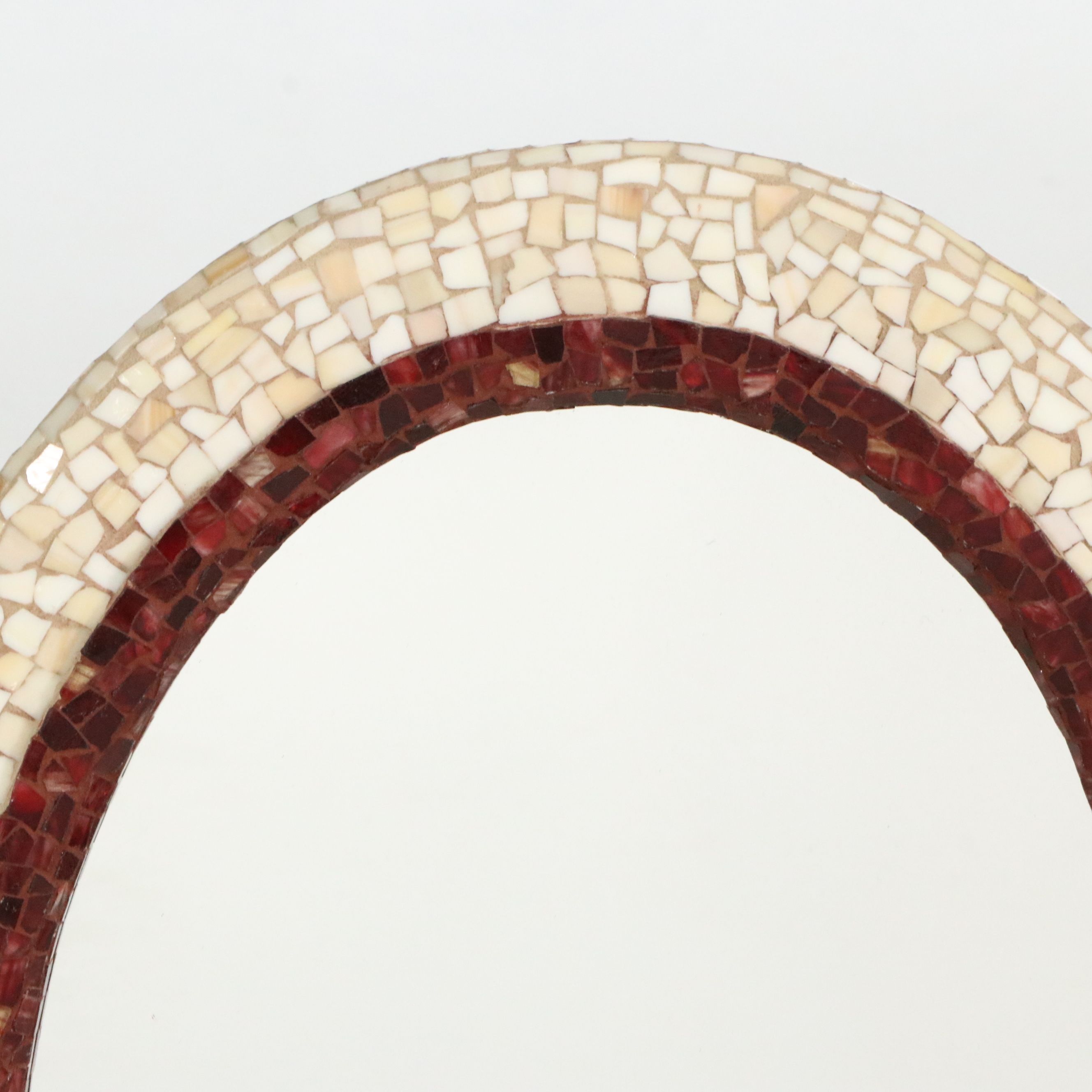 Double Mosaic Framed Oval Mirror, Vintage