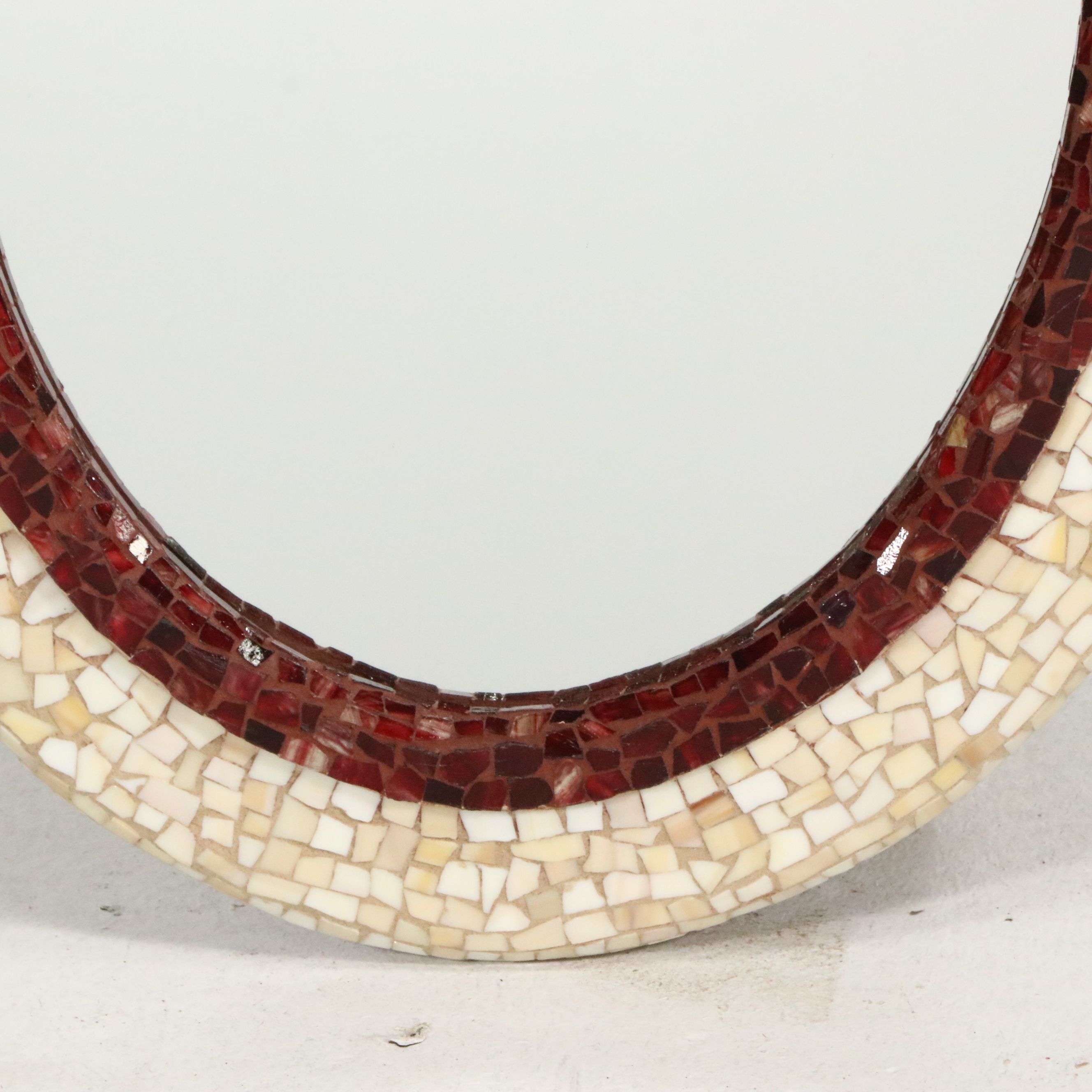 Double Mosaic Framed Oval Mirror, Vintage