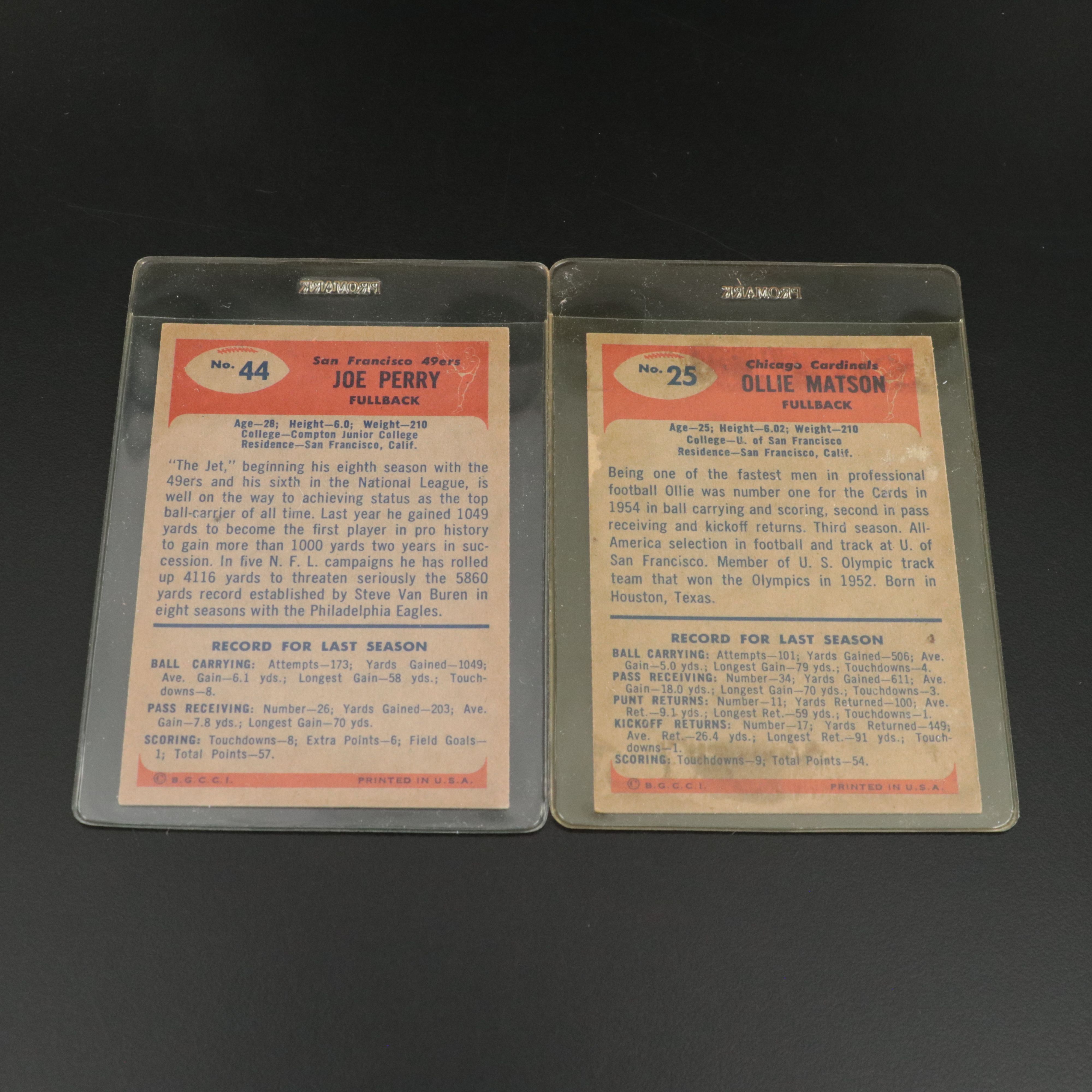 1955 Bowman Football Cards Featuring Ollie Matson, Joe Perry, and More