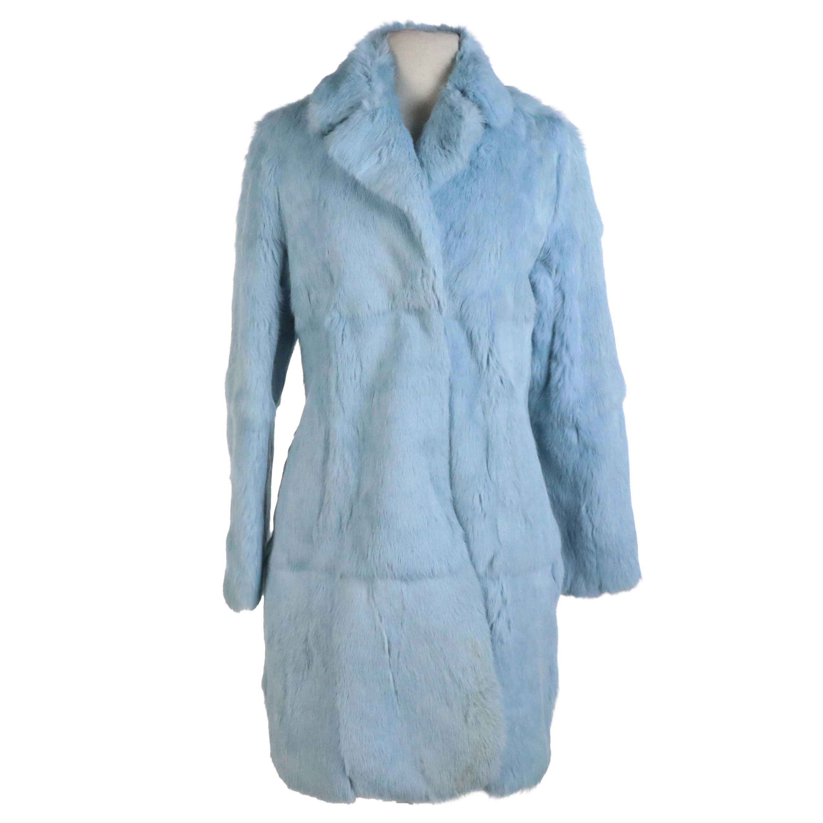 Blue Rabbit Fur Mid-Length Jacket by 5/48