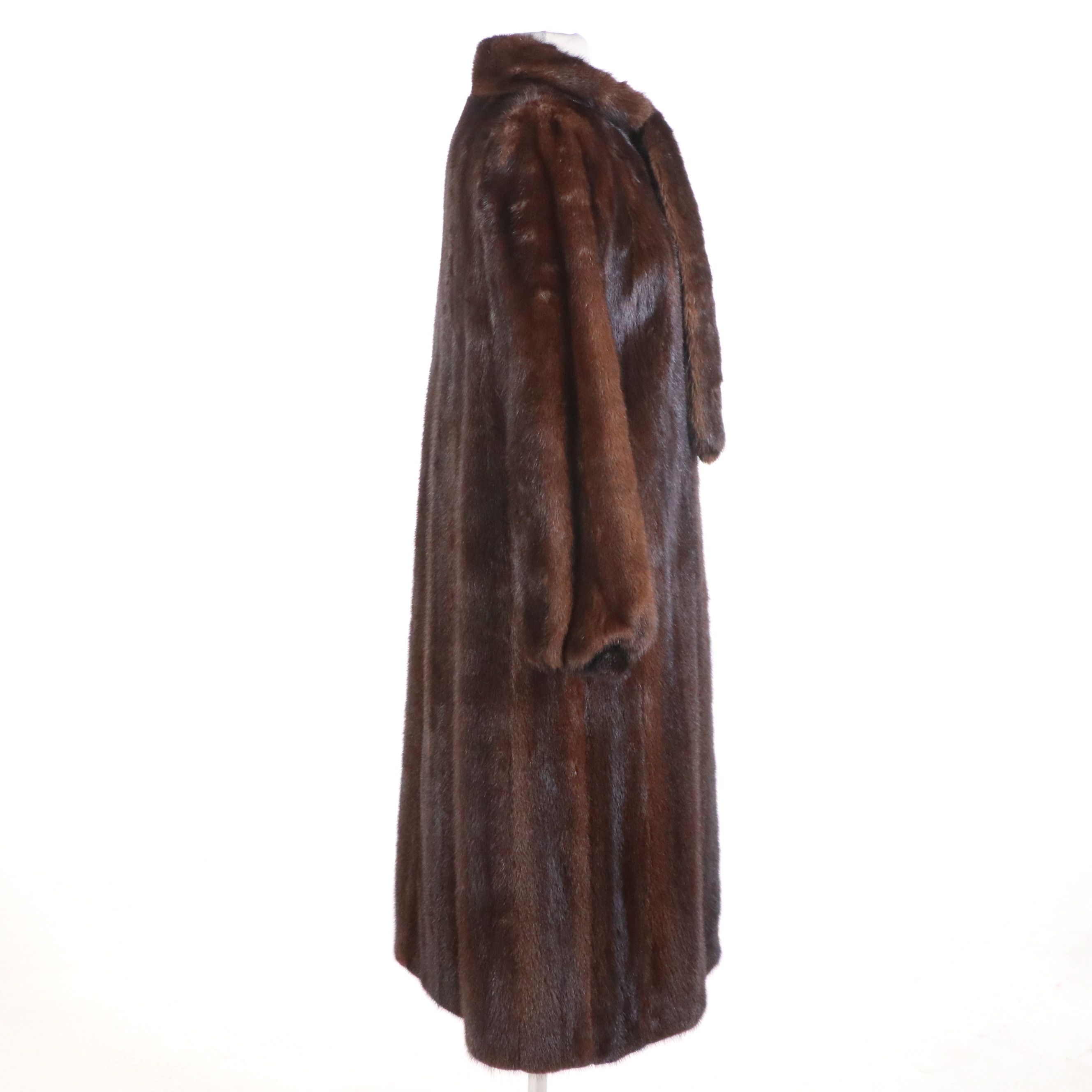Chocolate Mink Fur Full-Length Coat with Narrow Mink Fur Scarf