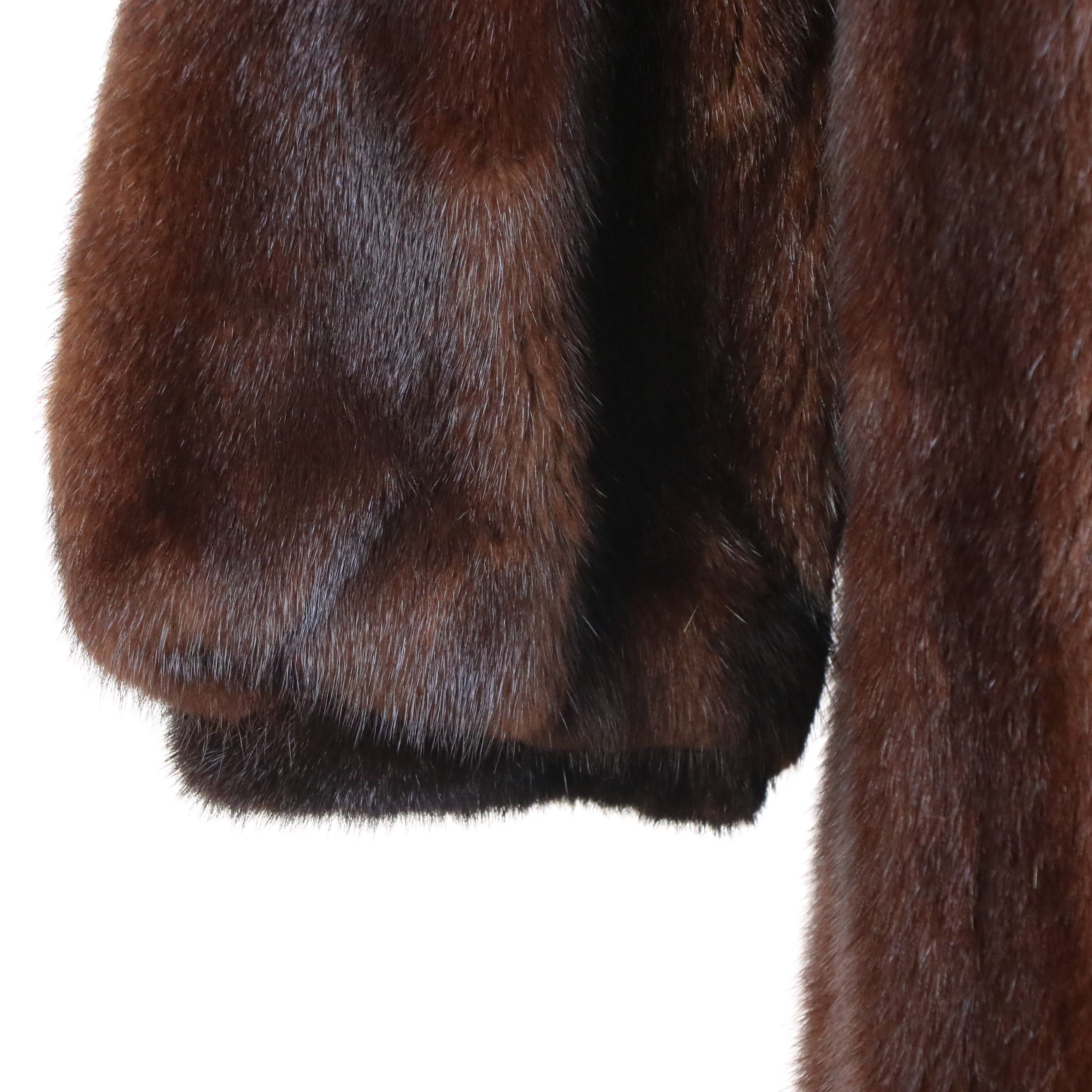 Chocolate Mink Fur Full-Length Coat with Narrow Mink Fur Scarf