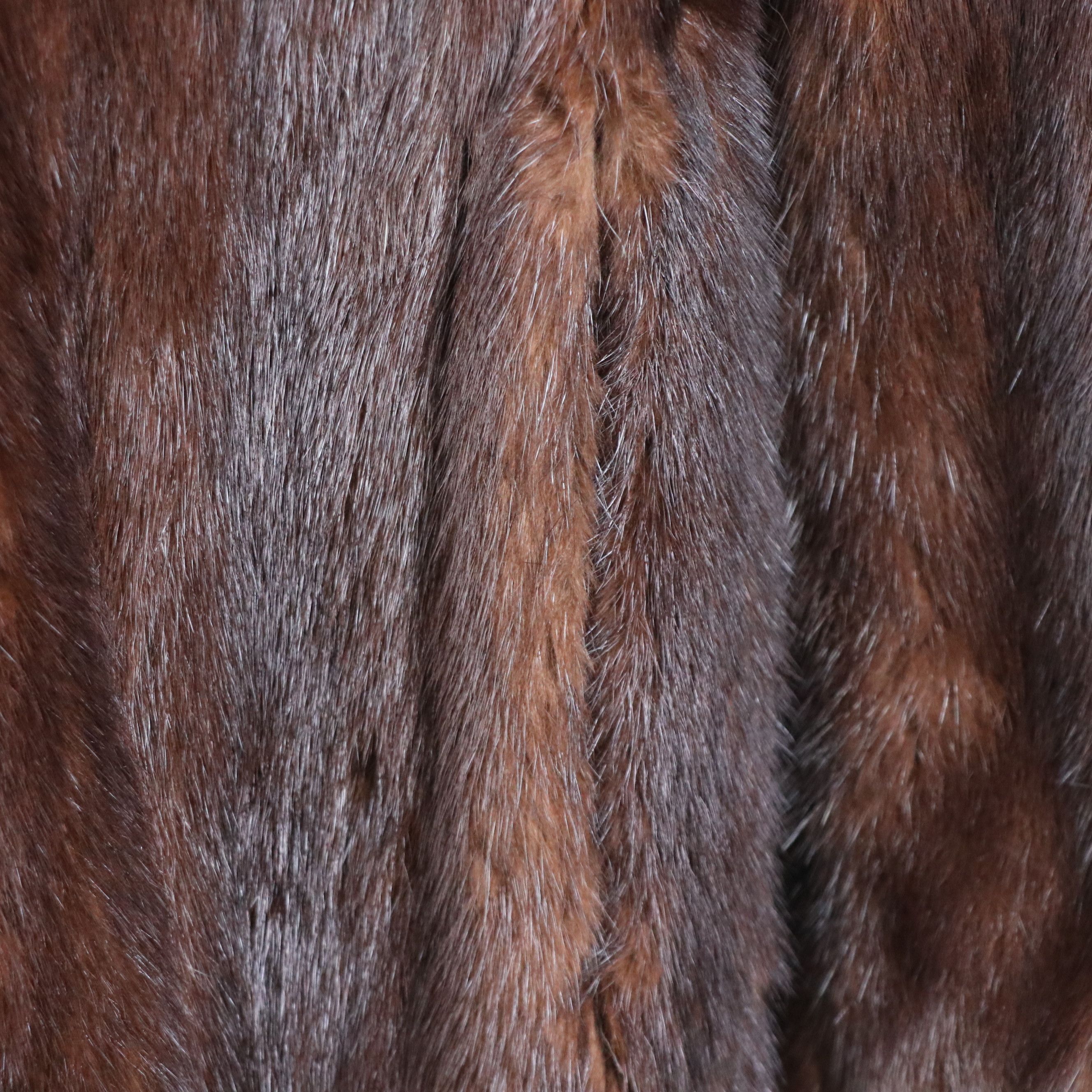 Chocolate Mink Fur Full-Length Coat with Narrow Mink Fur Scarf