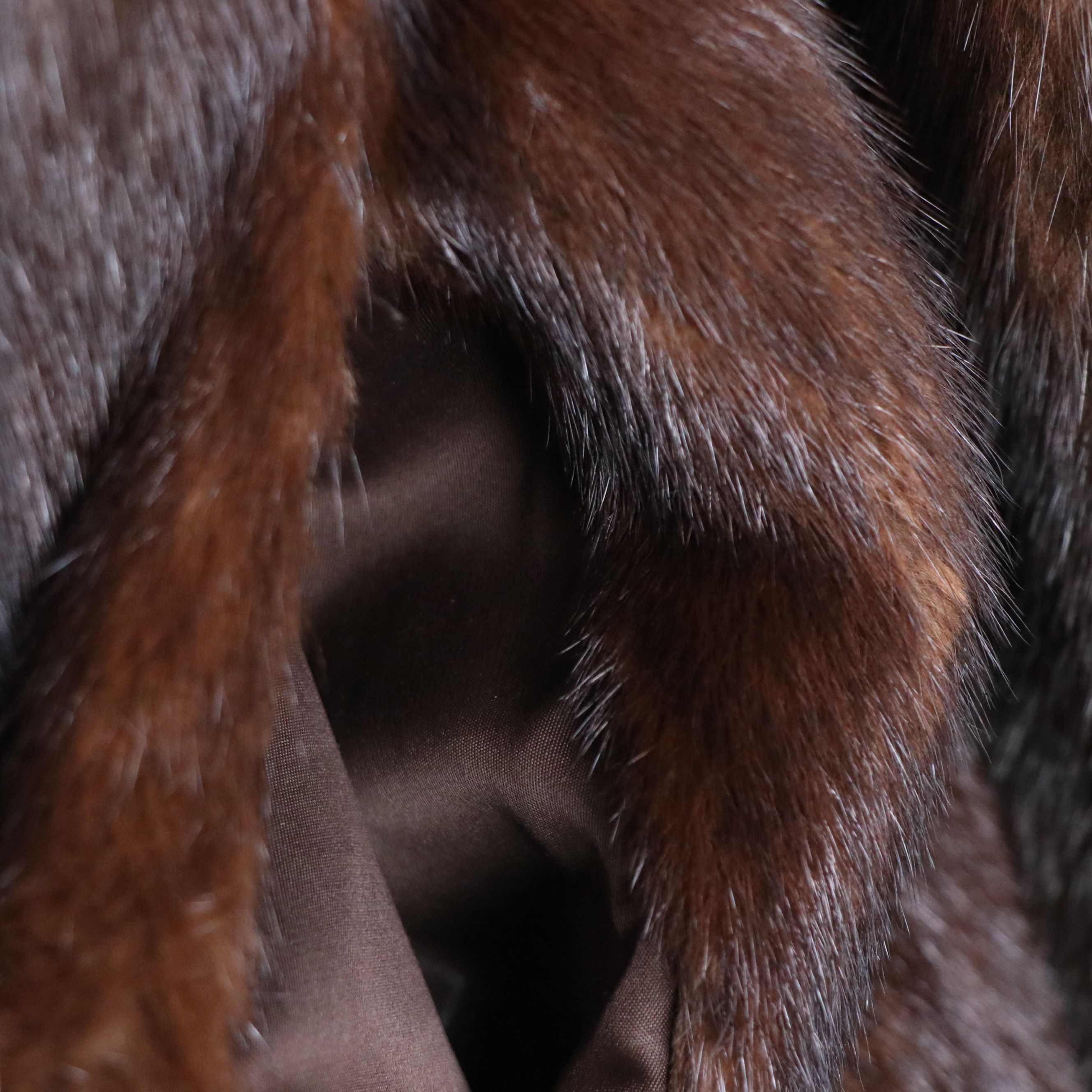 Chocolate Mink Fur Full-Length Coat with Narrow Mink Fur Scarf