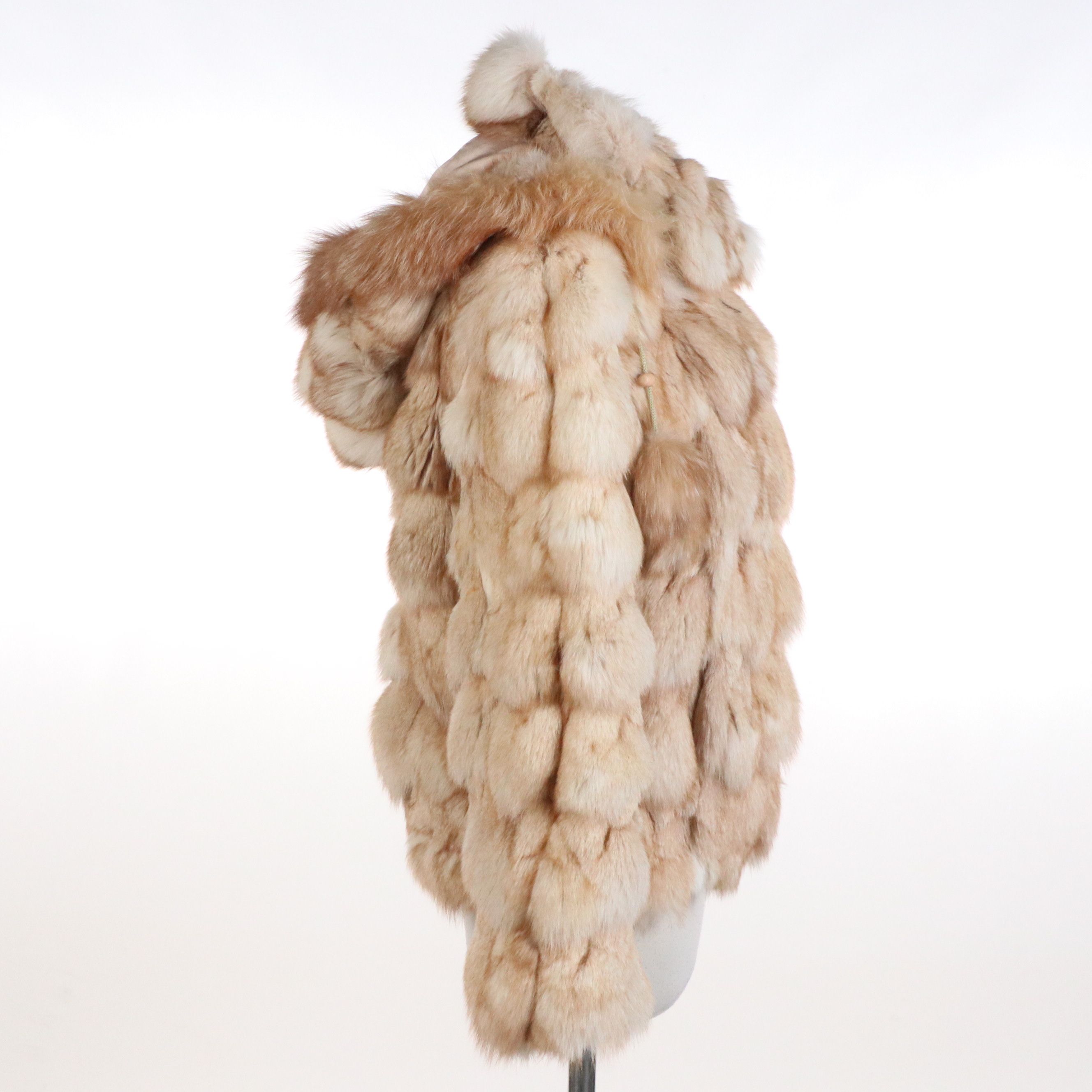 Michaela Fur Vintage Chunky Pieced Fox Fur Zipper-Front Coat