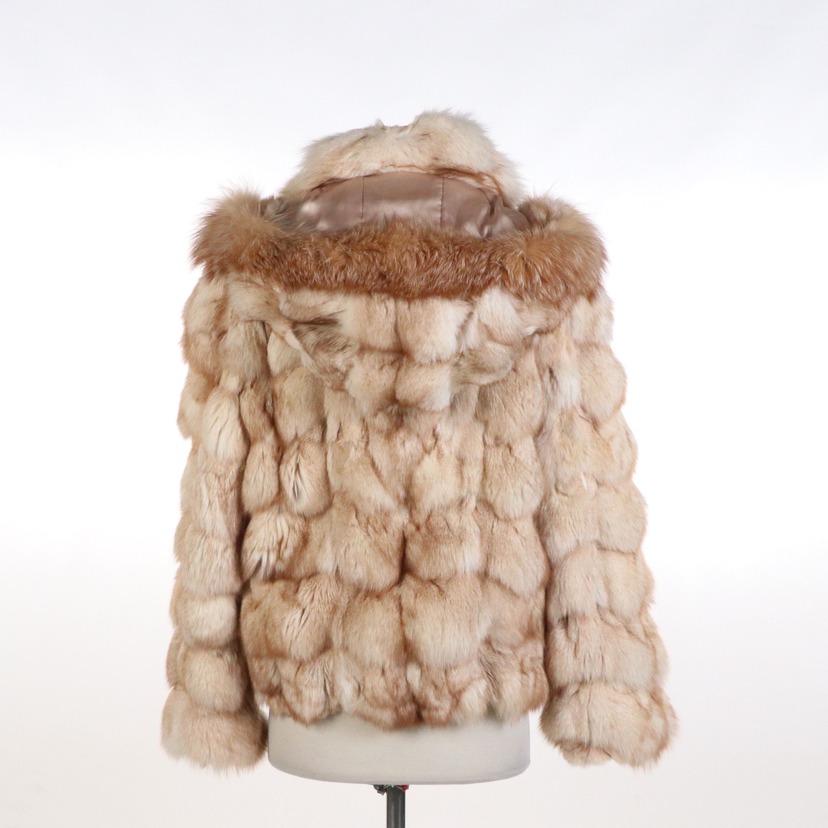 Michaela Fur Vintage Chunky Pieced Fox Fur Zipper-Front Coat