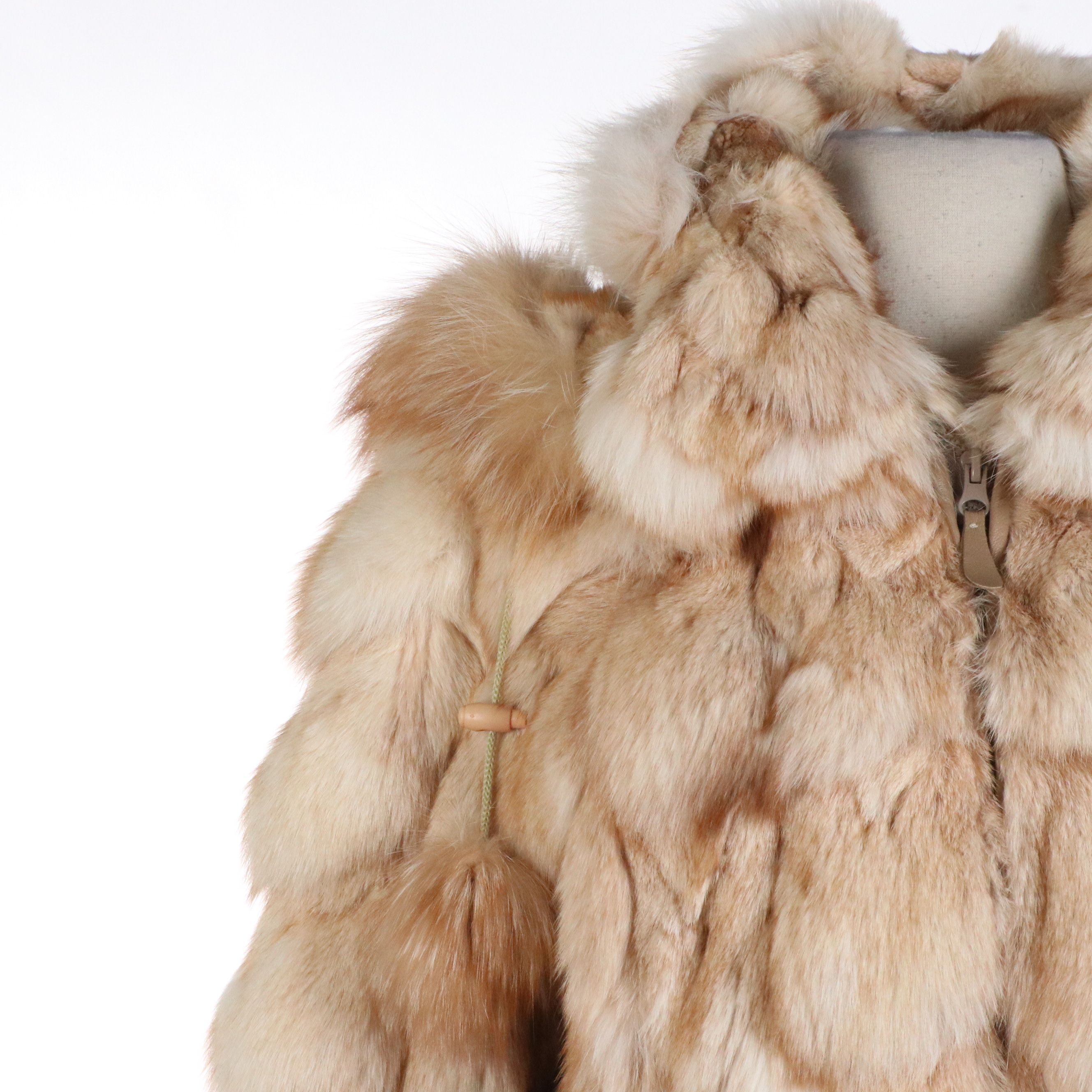 Michaela Fur Vintage Chunky Pieced Fox Fur Zipper-Front Coat