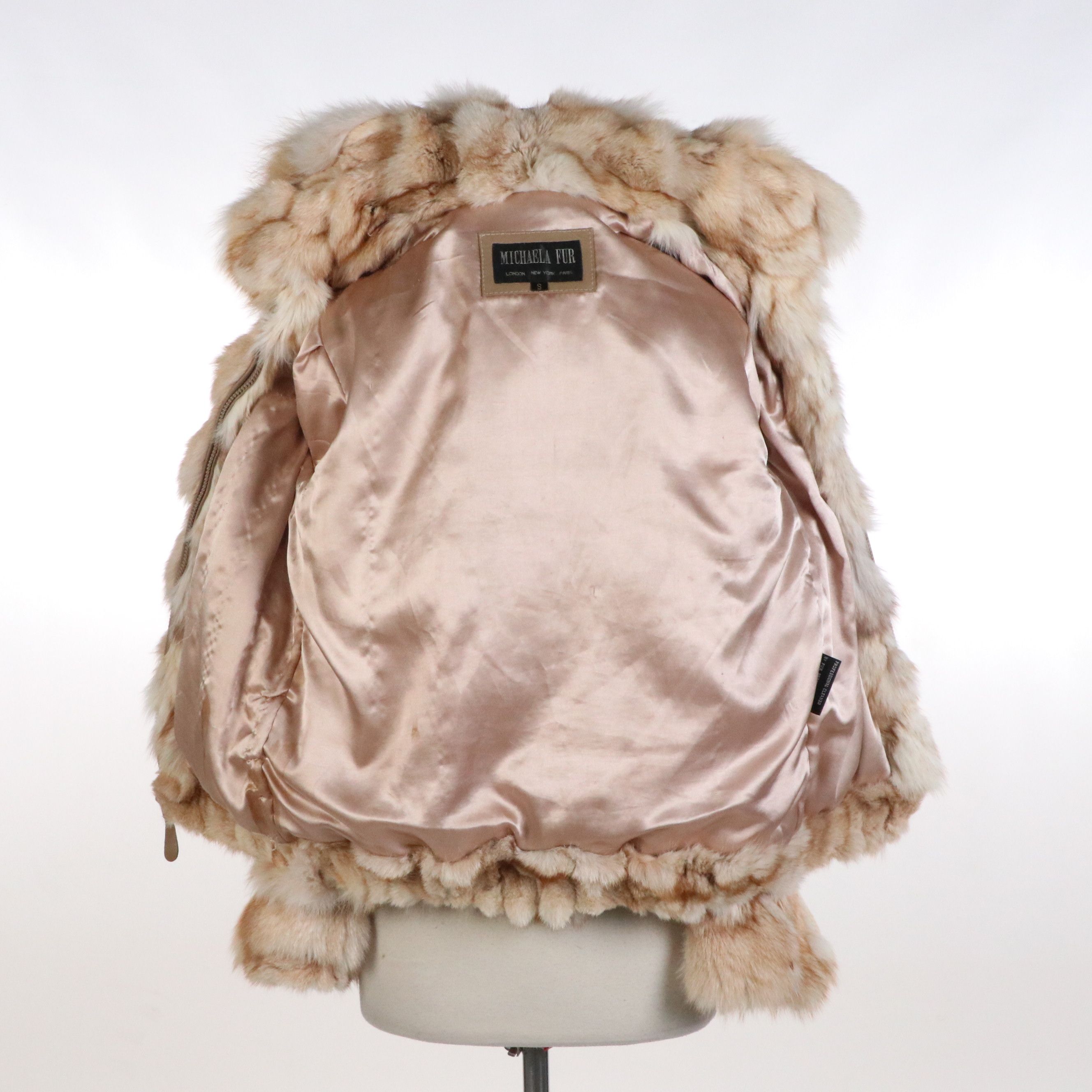 Michaela Fur Vintage Chunky Pieced Fox Fur Zipper-Front Coat