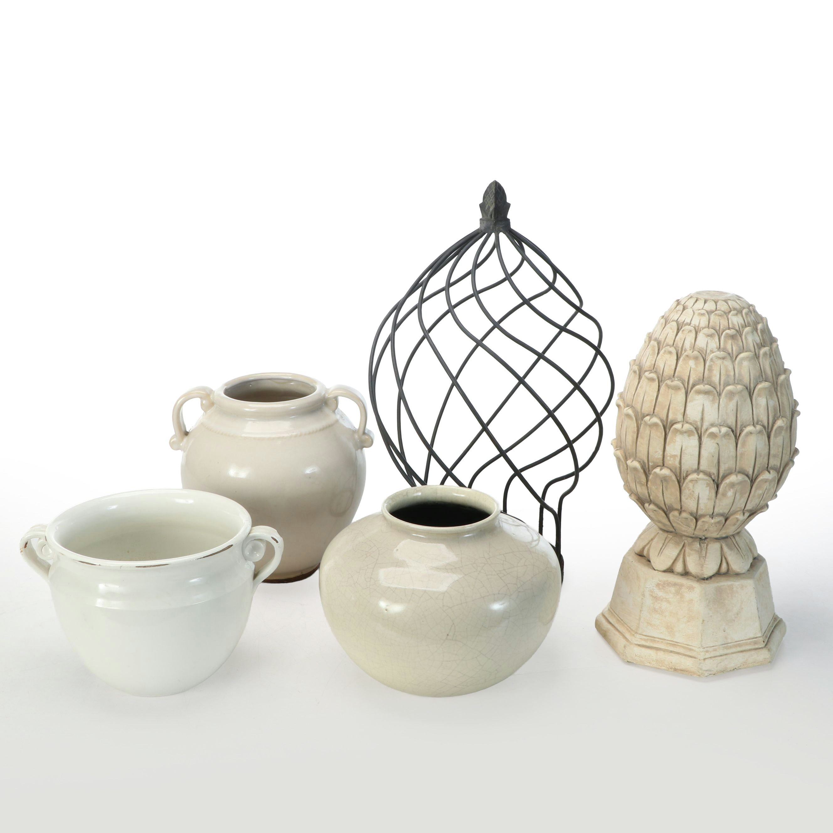 Ceramic Vase and Handled Planters with More Home Décor