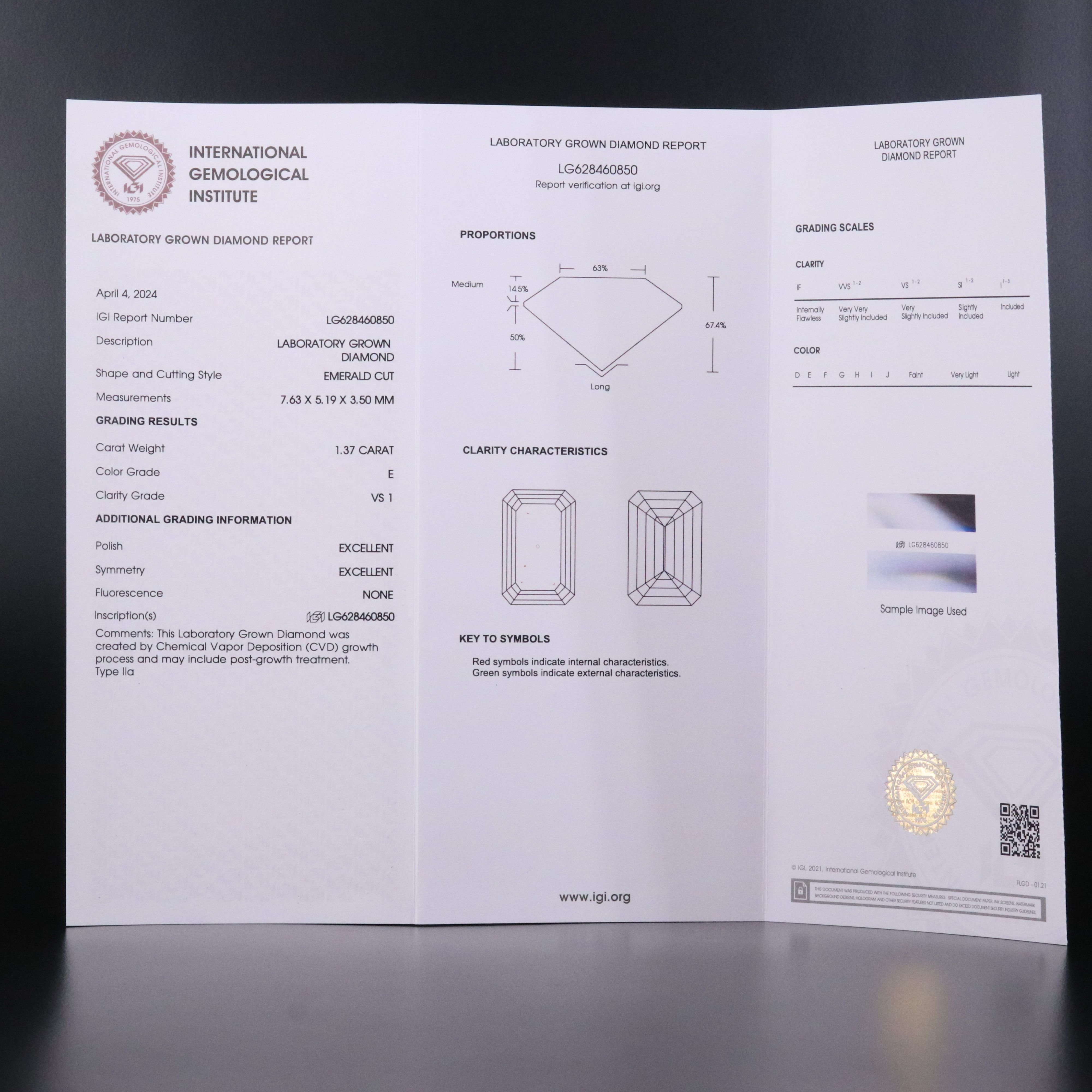 14K 2.42 CTW Lab Grown Diamond Ring with IGI Reports