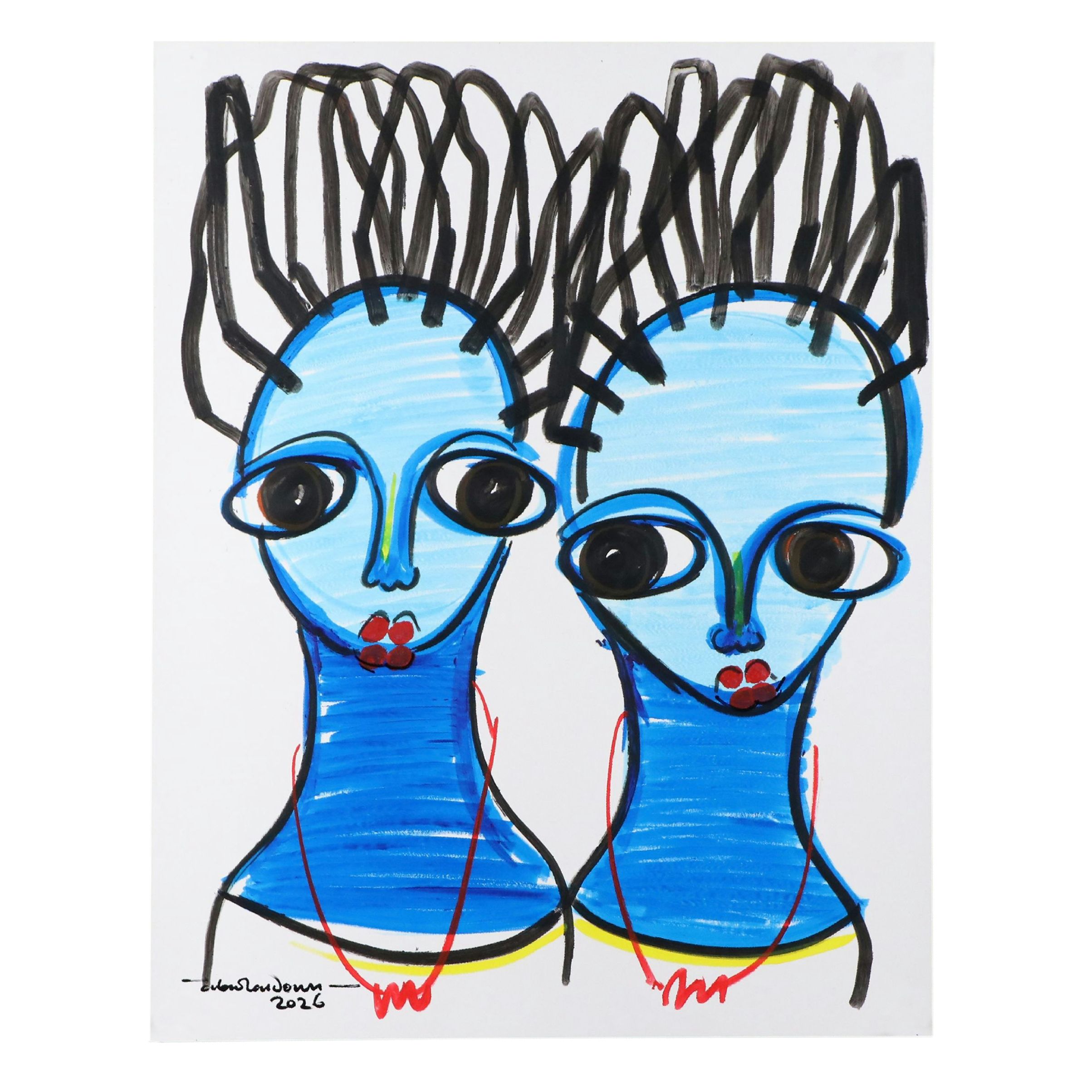 Abiola Idowu Acrylic and Marker Portraits "I Love You III" and More, 2026