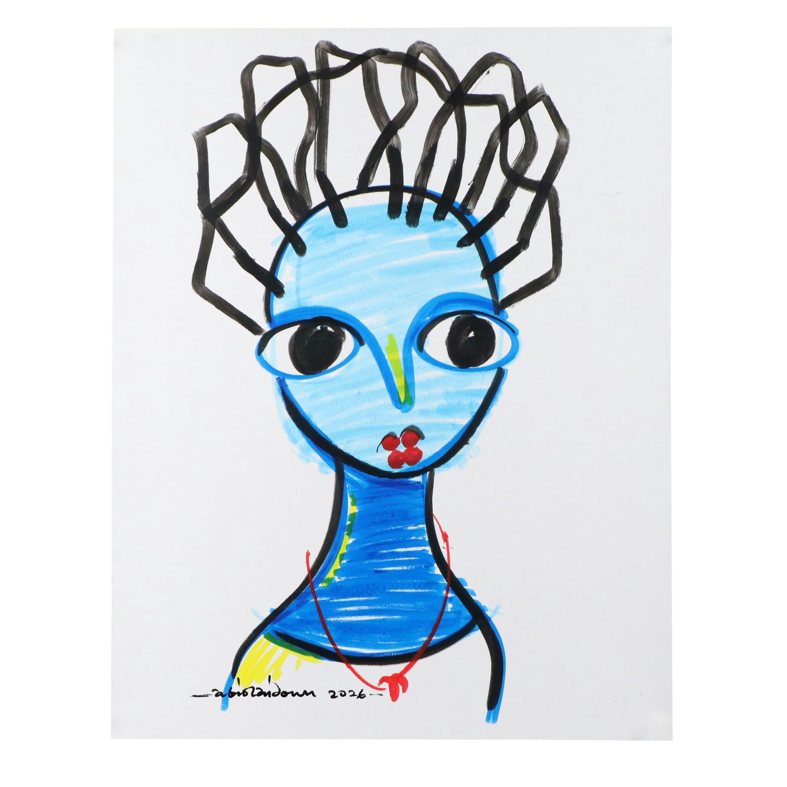 Abiola Idowu Acrylic and Marker Portraits "I Love You III" and More, 2026