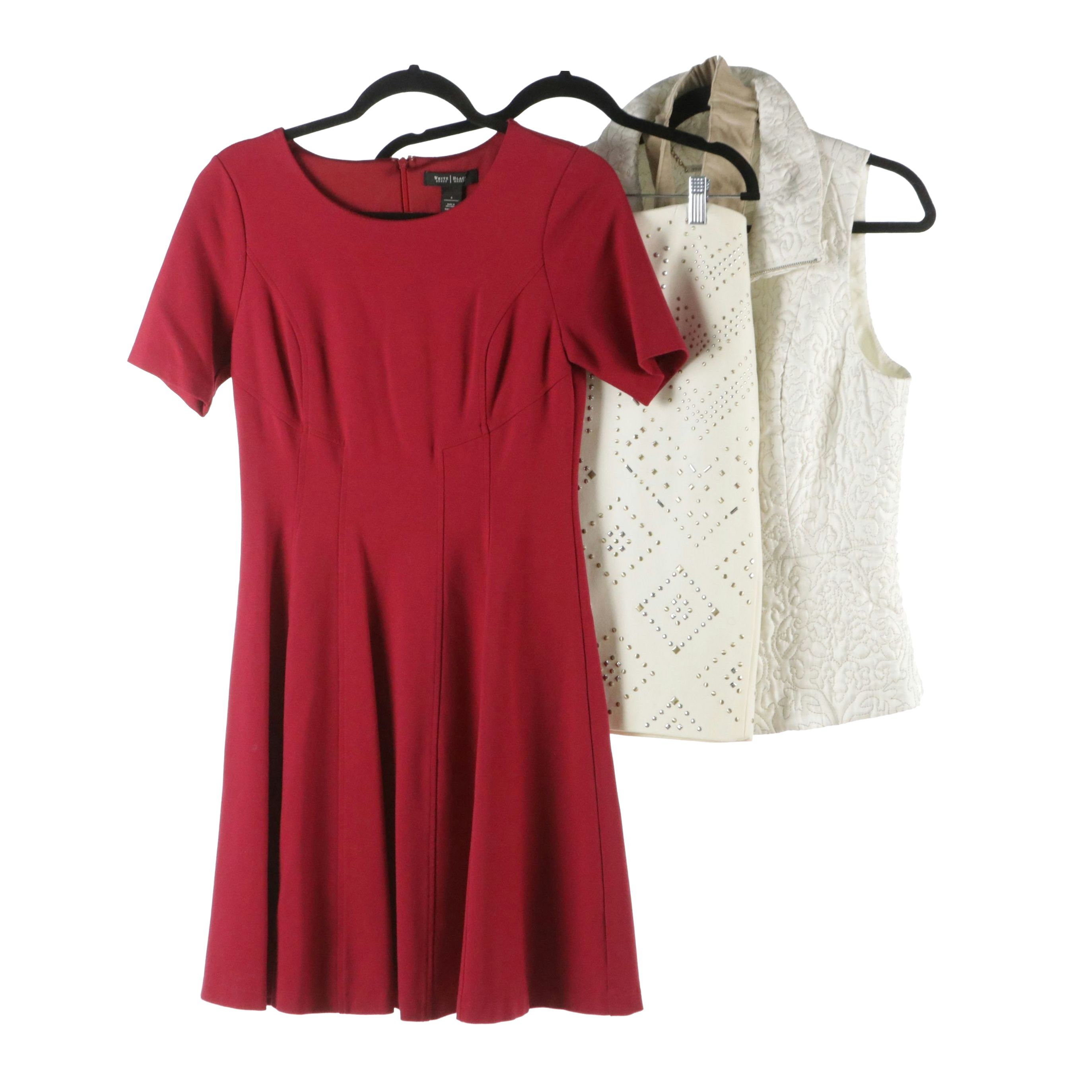 White House Black Market Dress, Zip Vest and Belt, and Studded Skirt