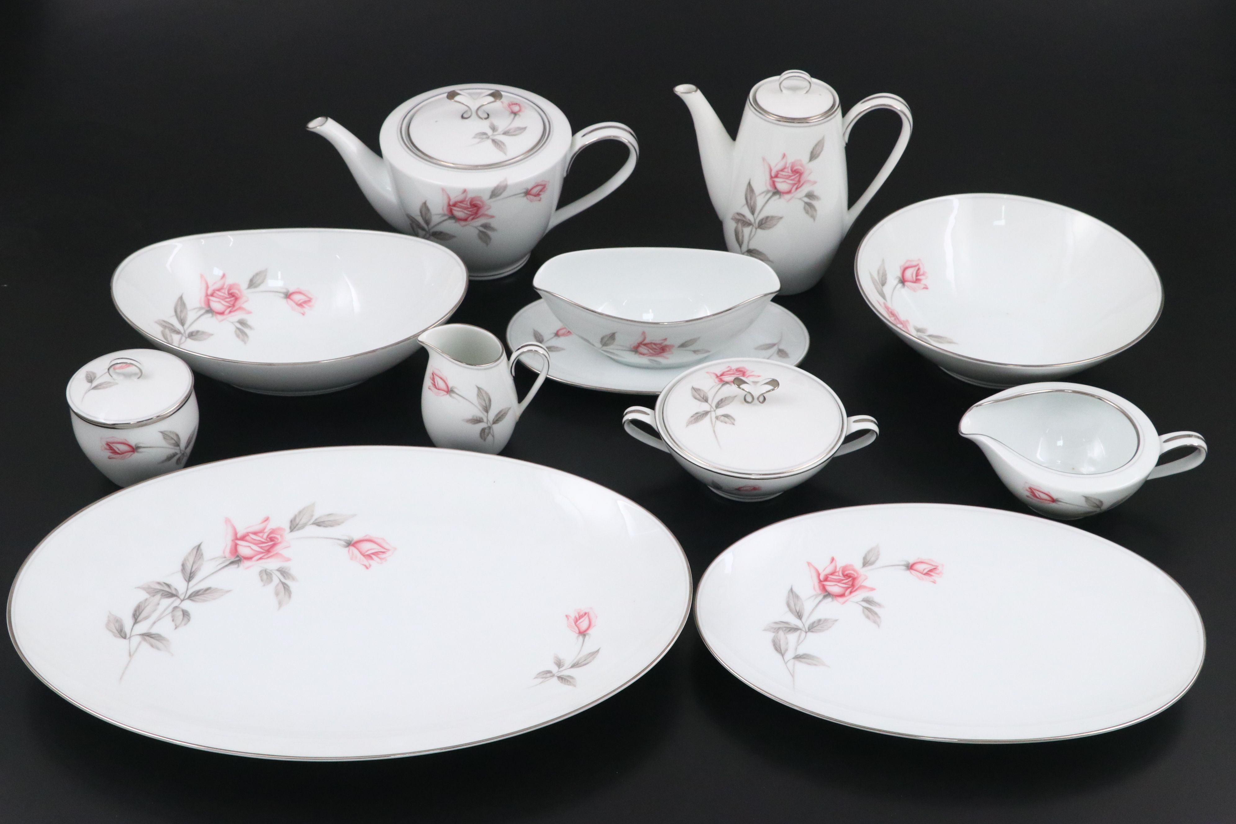 Noritake "Rosemarie" Porcelain Dinnerware and Serving Pieces, 1959-1975