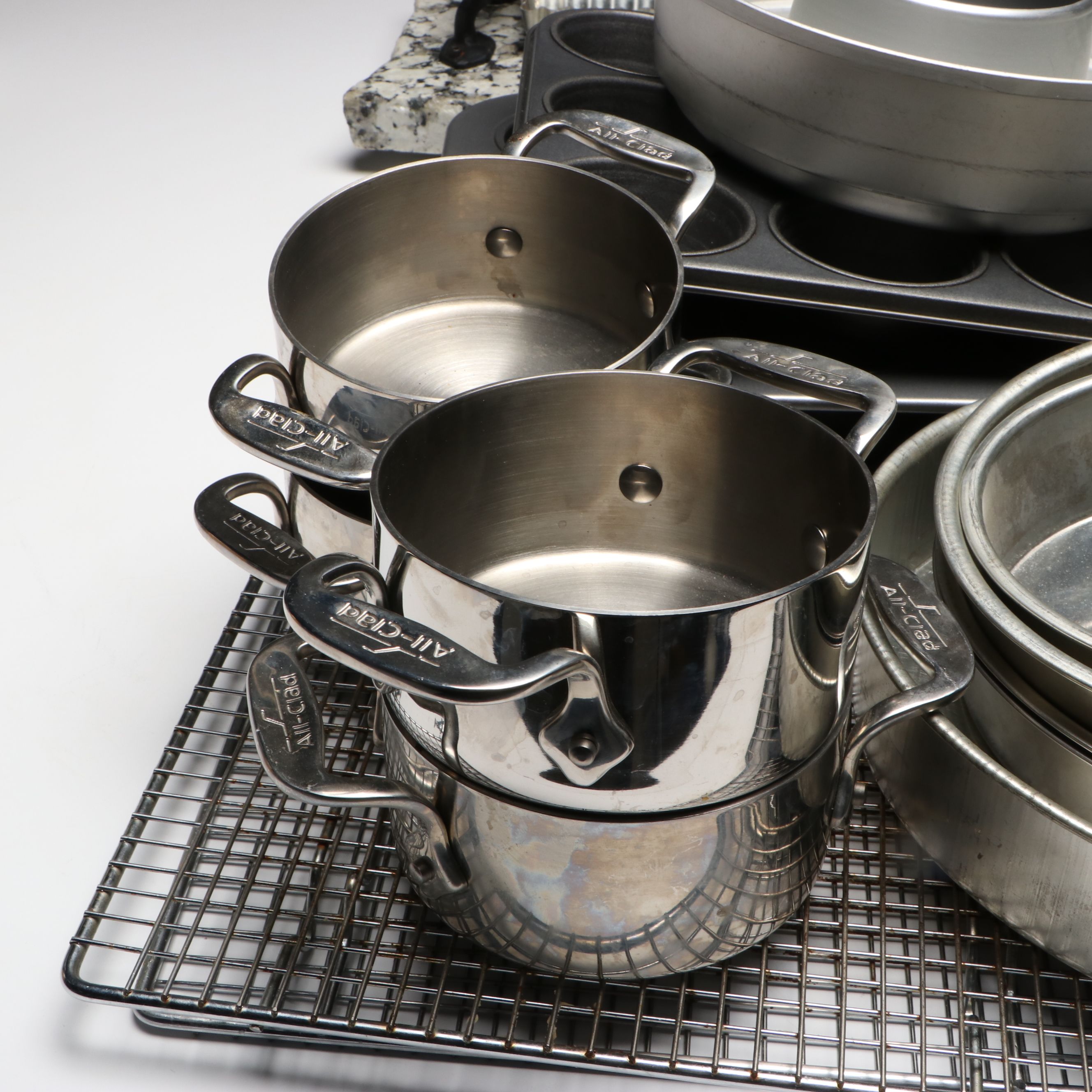 All-Clad Mini Stainless Cocotte Pots with Calphalon Cupcake Pan, More Bakeware